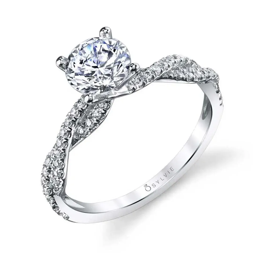 Sylvie Round Cut Spiral Engagement Ring