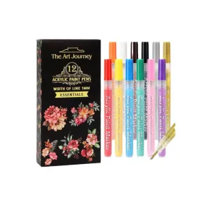The Art Journey 12 Colour Acrylic Paint Makers Set 3mm Medium Tip ART003
