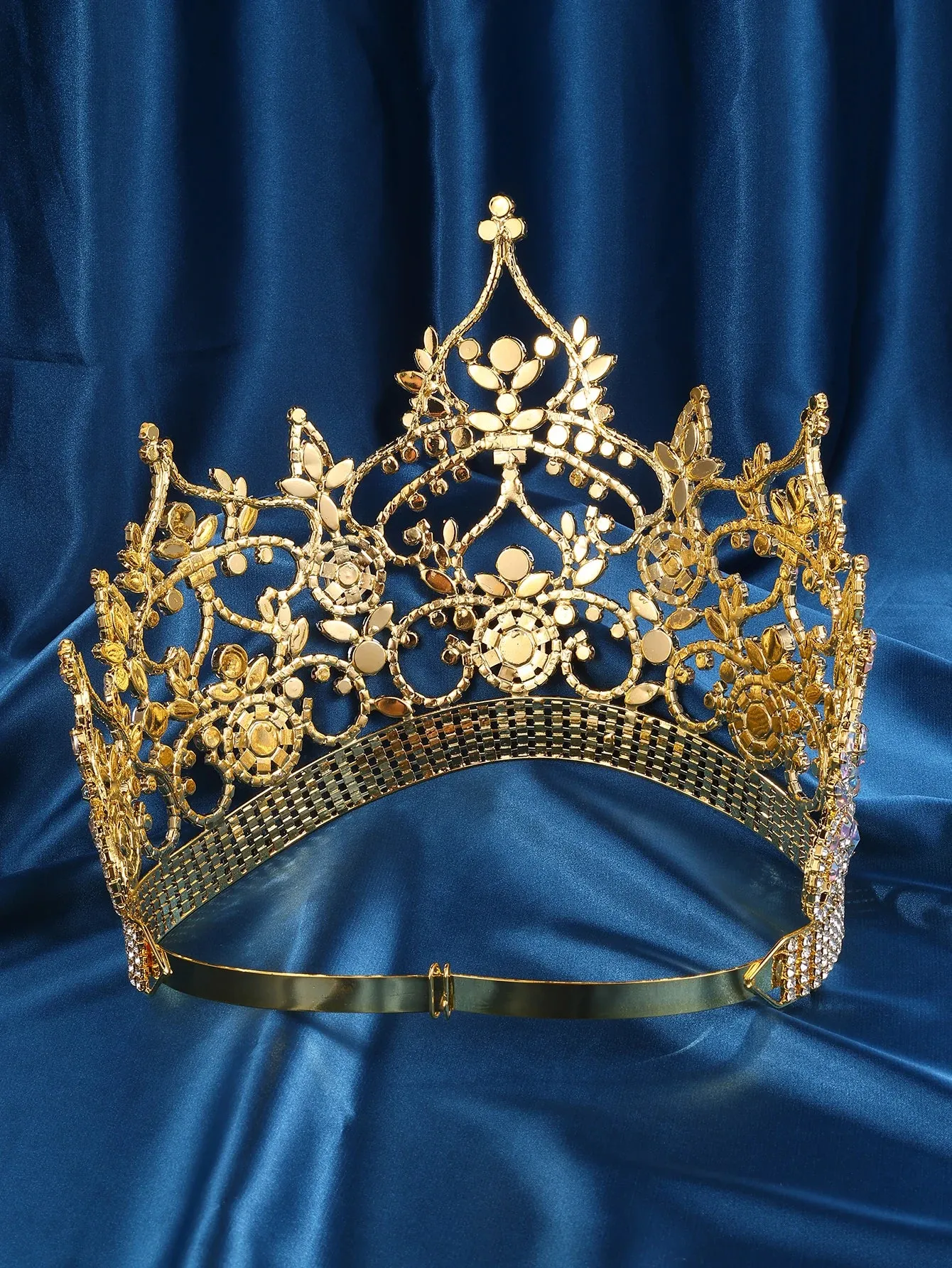 The Imperial Aurora Pageant Crown – Gold Rhinestone Tiara with AB Stones for Beauty Queens (FACTORY)