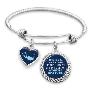 The Sea, Once It Casts Its Spell, Holds One In Its Net Of Wonder Forever Charm Bracelet