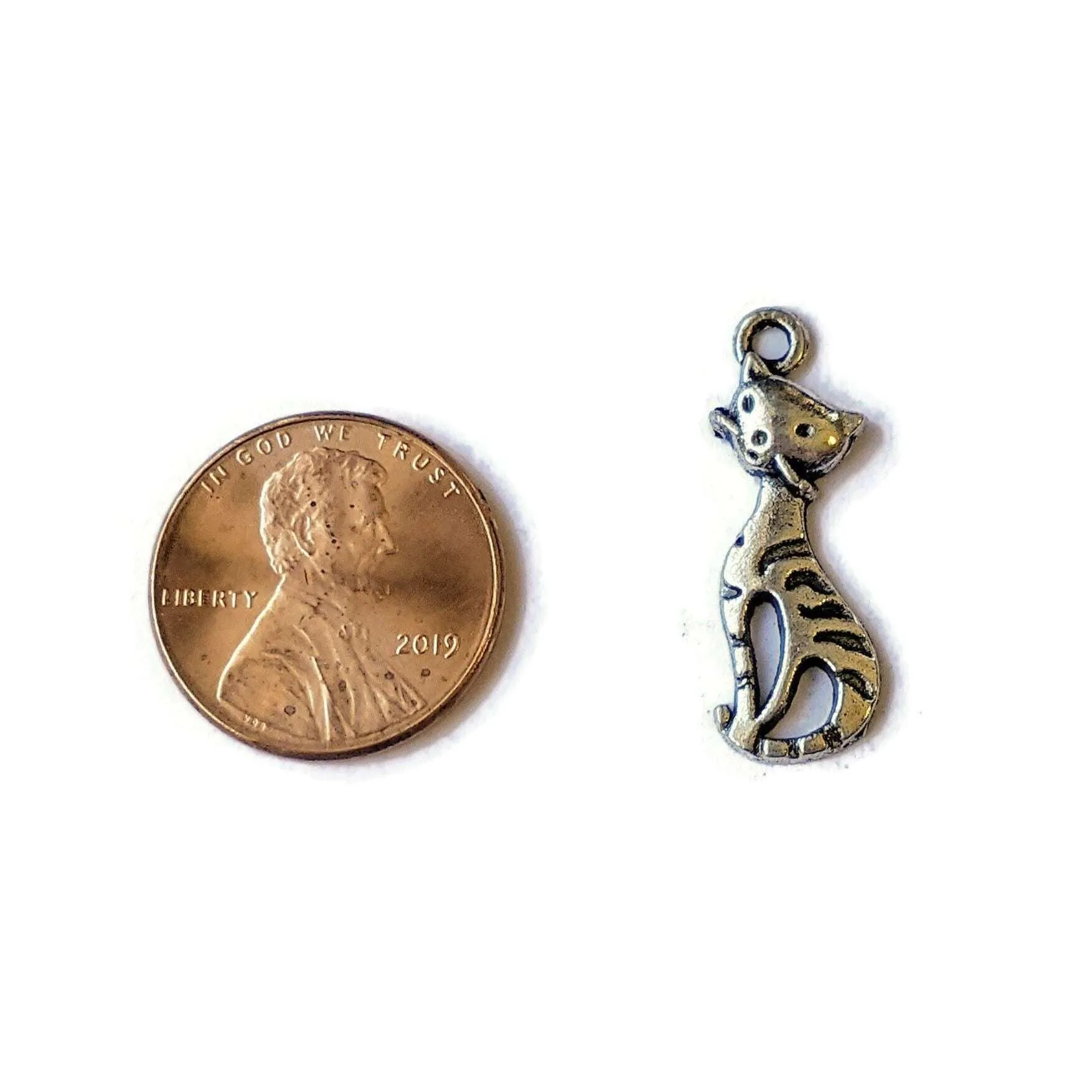 Tiger Striped Cat Charm