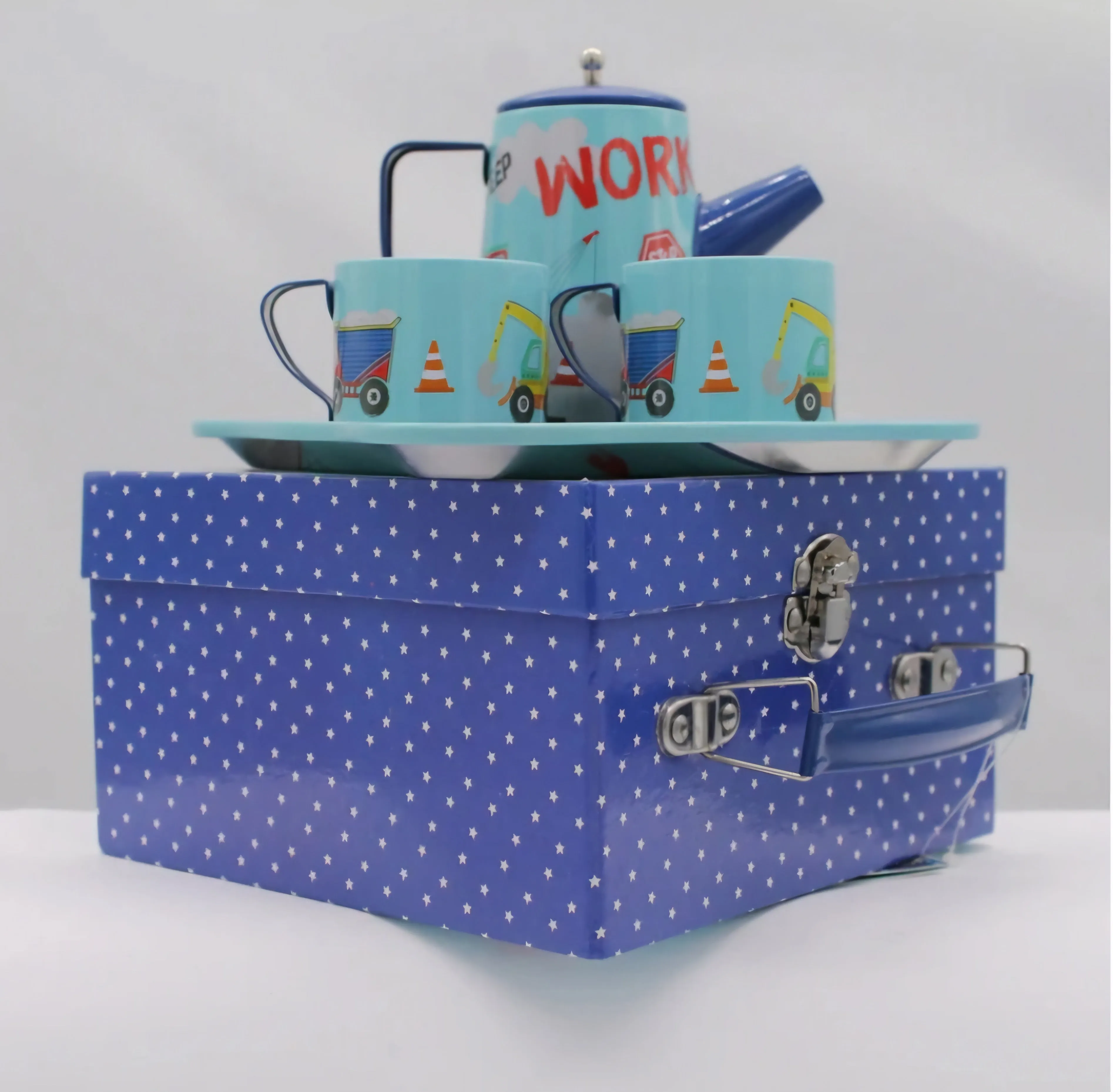 Tin Construction Tea Set, 7 piece