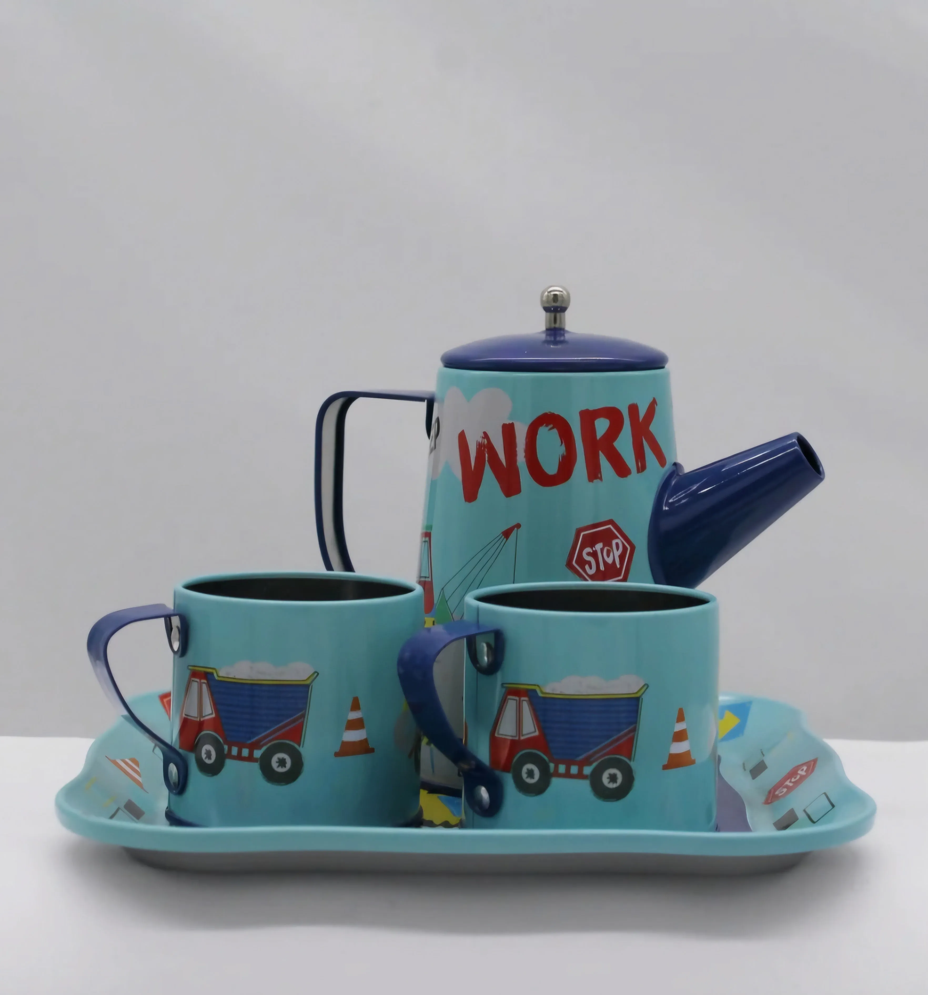 Tin Construction Tea Set, 7 piece