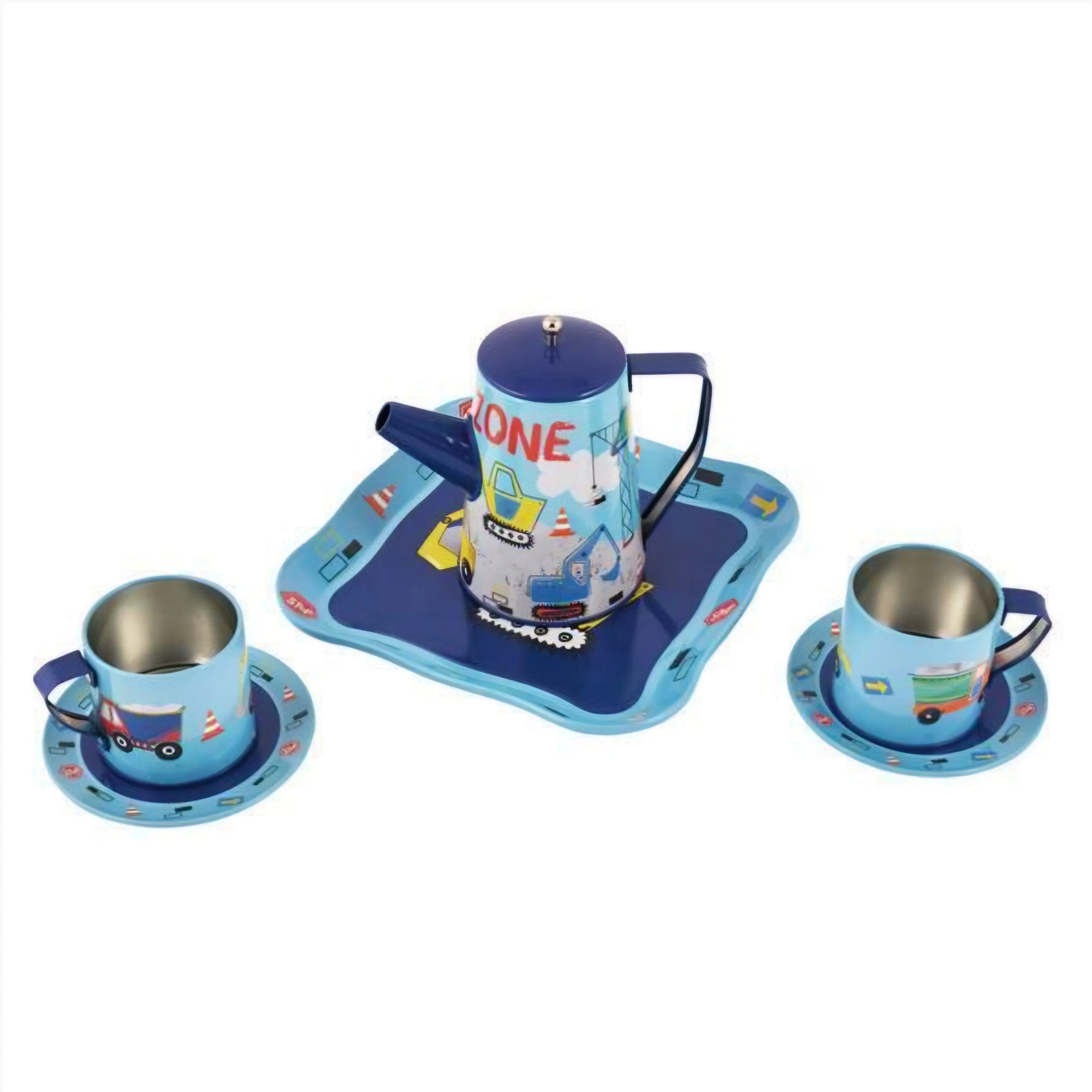 Tin Construction Tea Set, 7 piece
