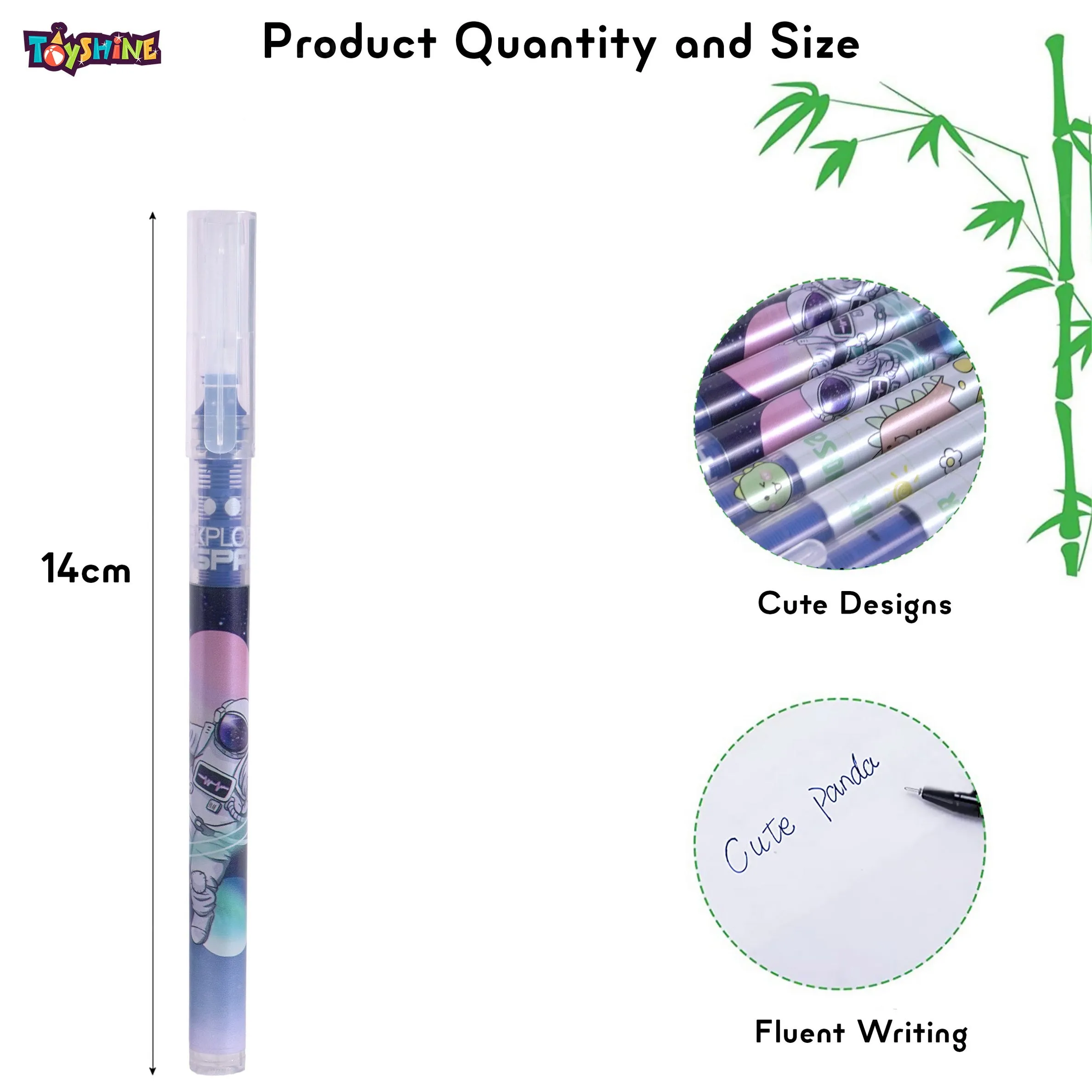 Toyshine 6 Set Cartoon Print Fine Point Refillable 0.5 mm Gel Ink Roller Pen Set Return Gift Birthday Party Favor Kids Stationery