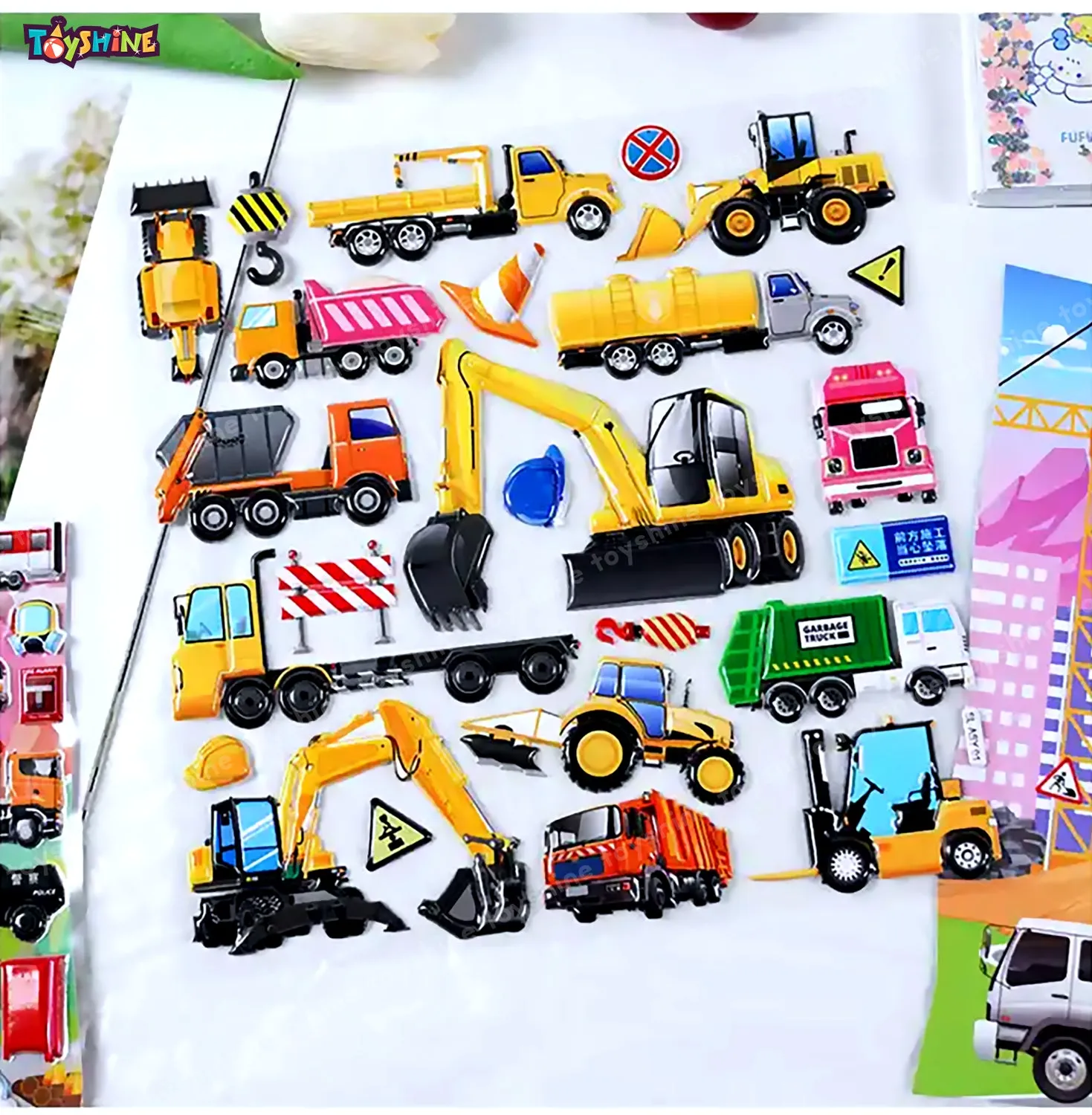 Toyshine 6 Sheets 3D Puffy Stickers for Kids Scrapbooking Notebook Project Practicles Decoration and Fun Birthday Gift Party Supplies Reward - Design May Vary