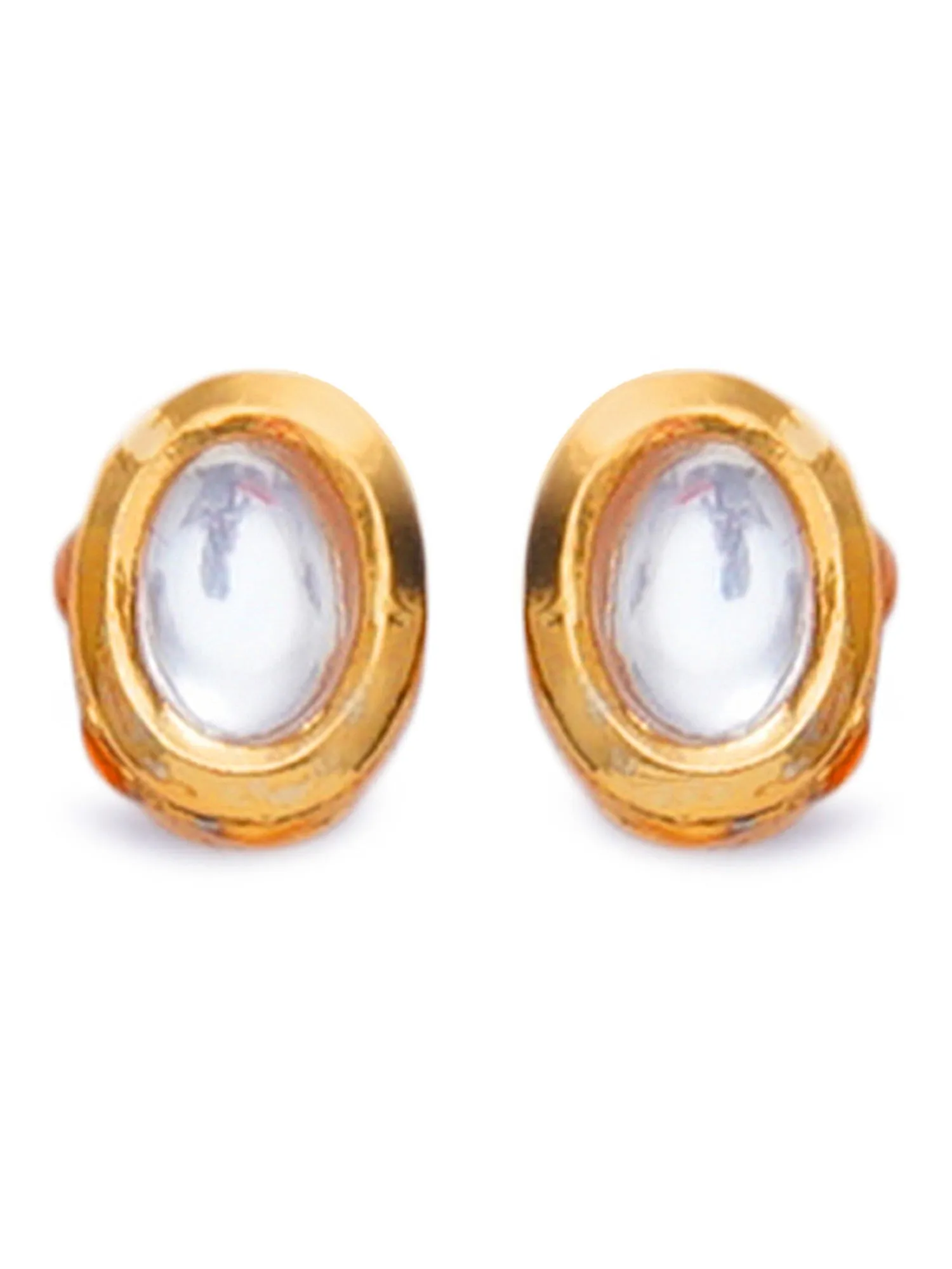 Traditional Gold Plated Oval Shaped Polki Kundan Necklace Set