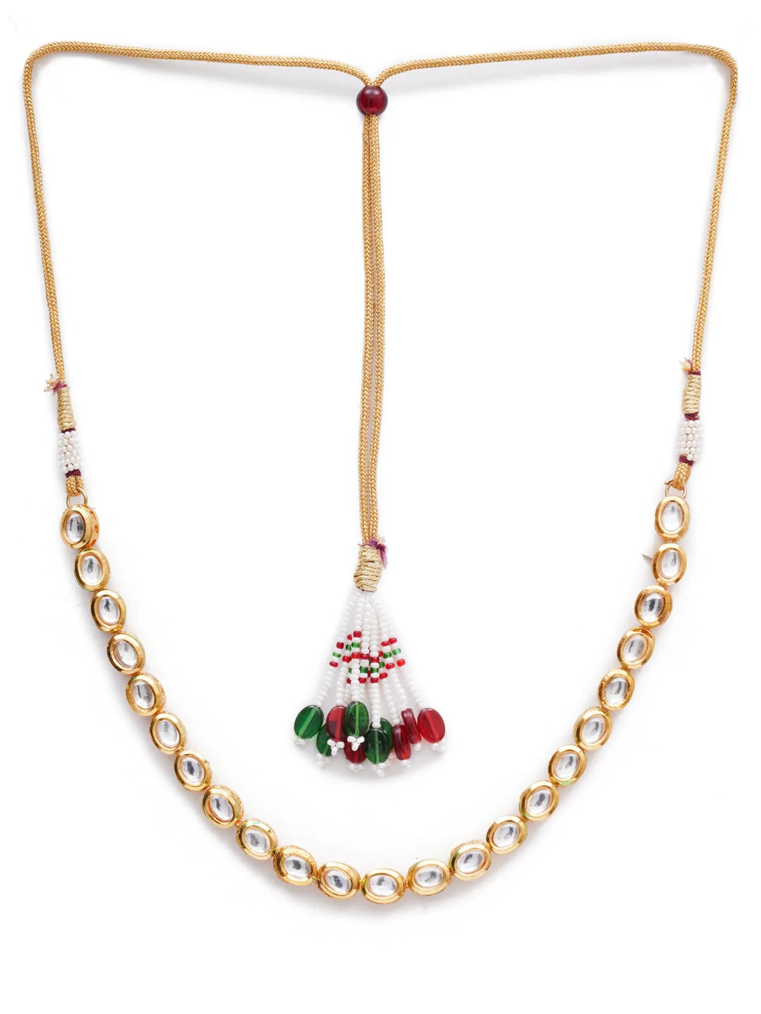 Traditional Gold Plated Oval Shaped Polki Kundan Necklace Set
