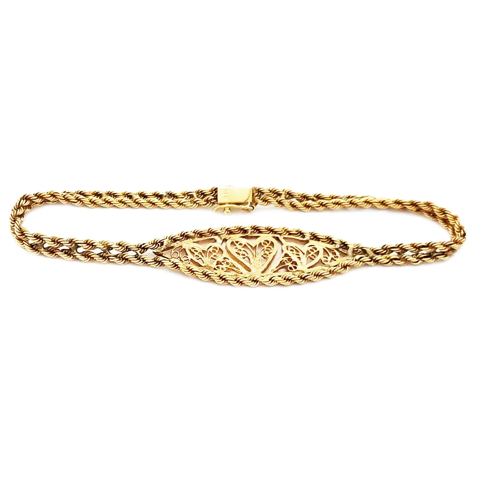 Triple Heart Yellow Gold Bracelet (14K)