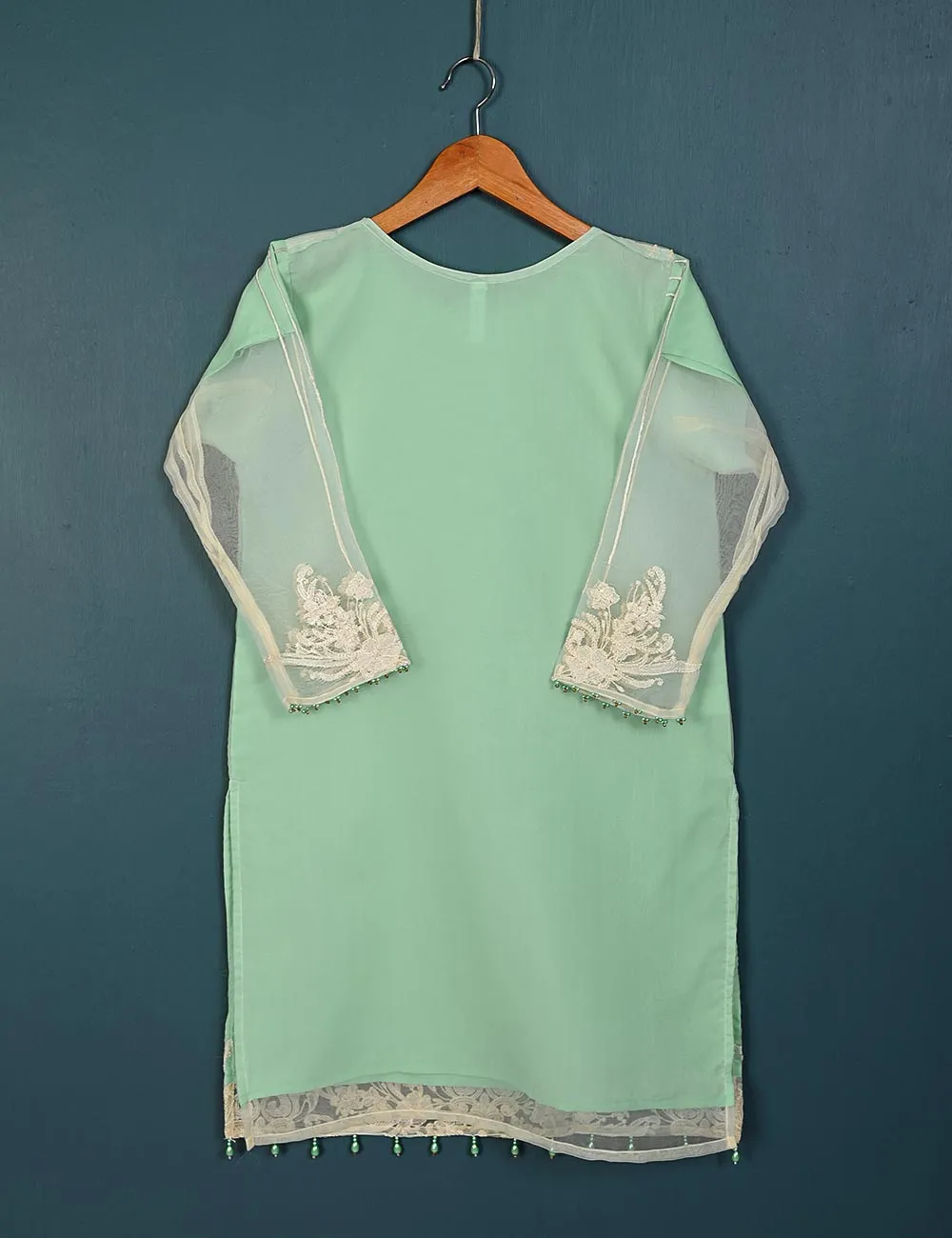 TS-135A-AquaGreen - Exotic Palace - Organza Embroidered Kurti