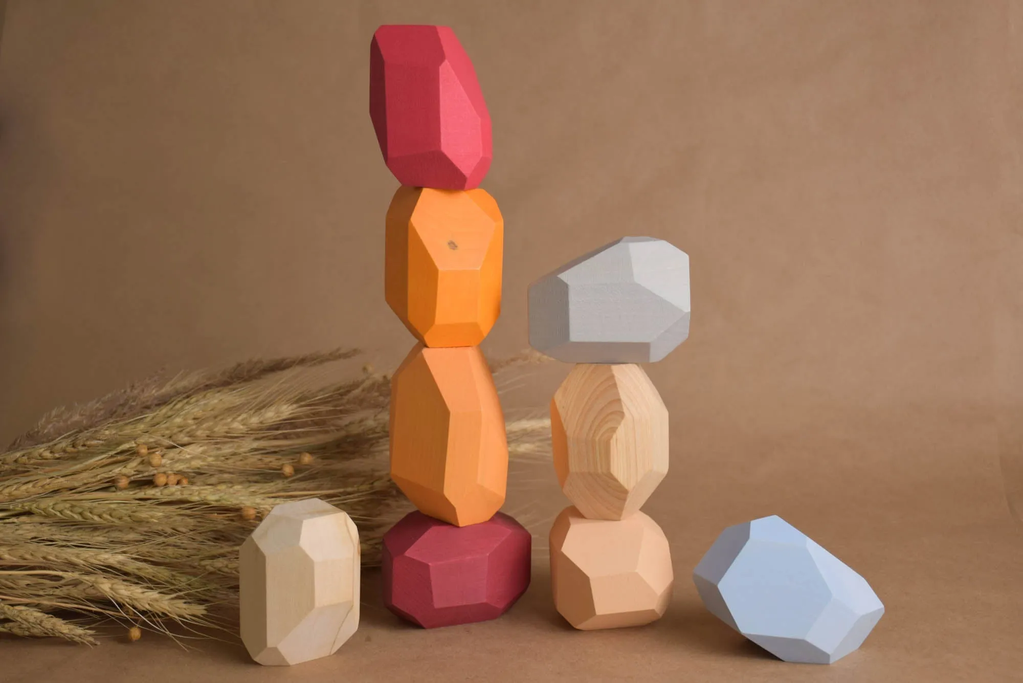 Tumi Ishi Wood Balancing Stones for Baby Neutral
