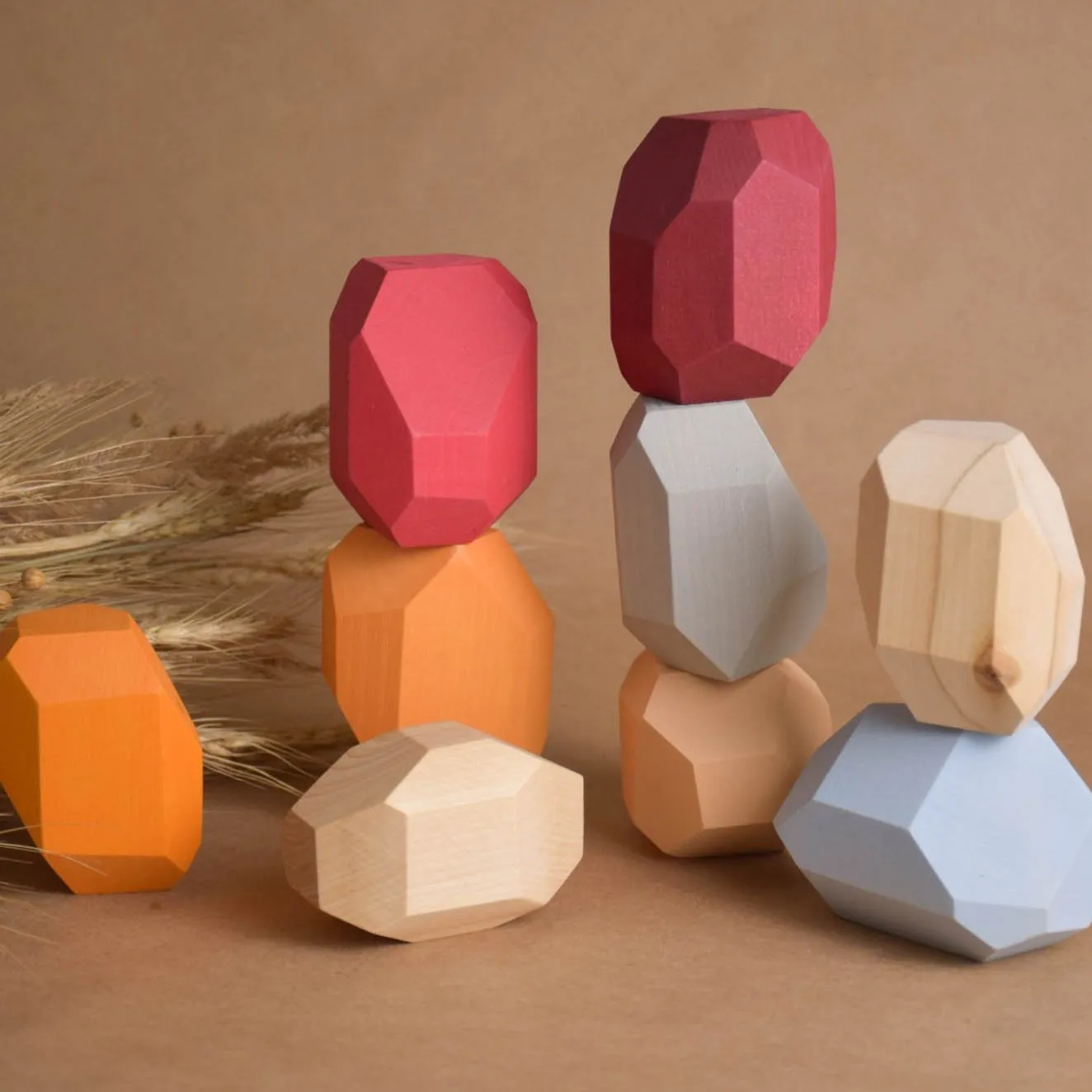 Tumi Ishi Wood Balancing Stones for Baby Neutral