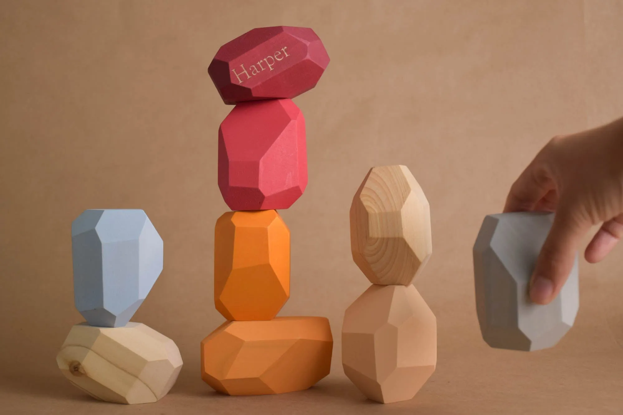 Tumi Ishi Wood Balancing Stones for Baby Neutral