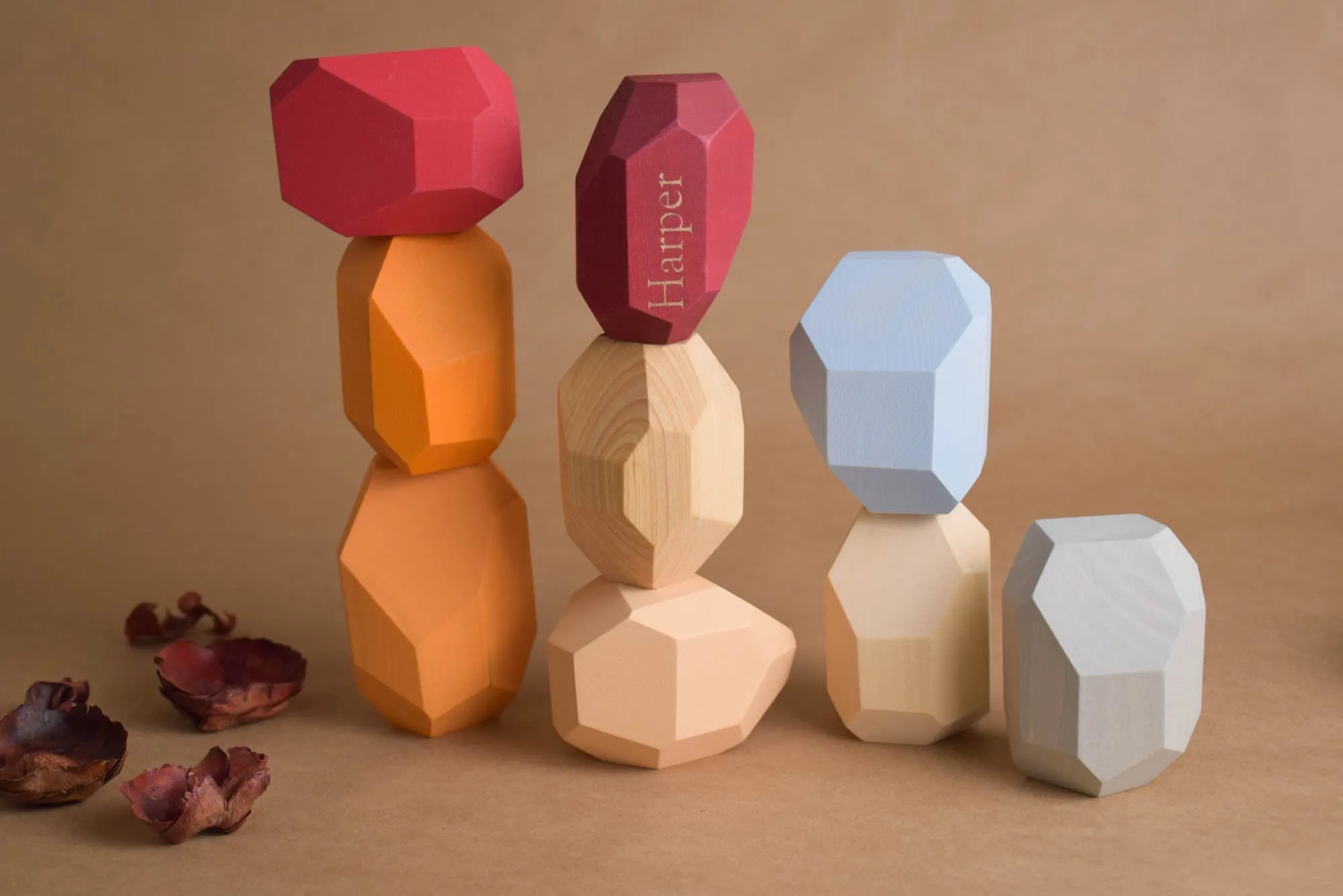 Tumi Ishi Wood Balancing Stones for Baby Neutral