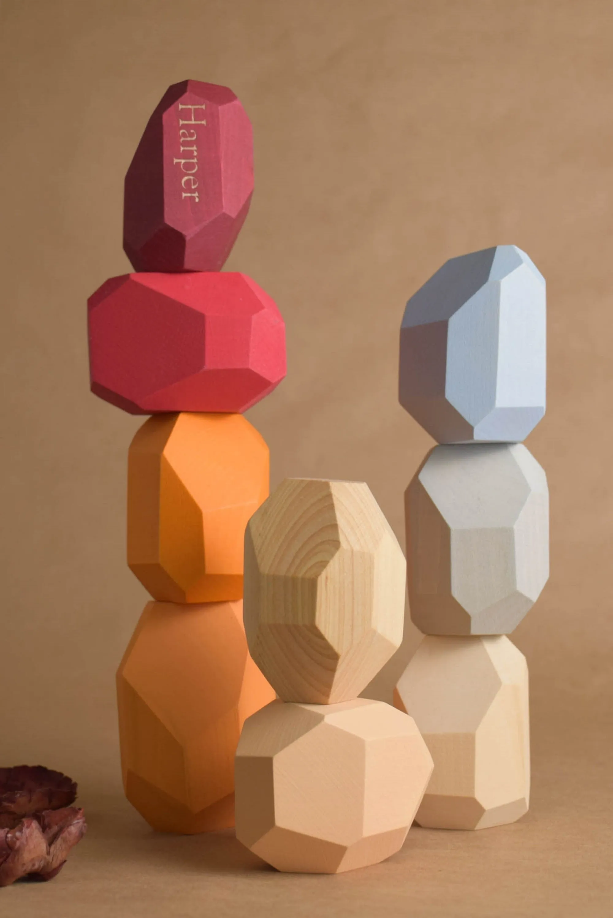 Tumi Ishi Wood Balancing Stones for Baby Neutral