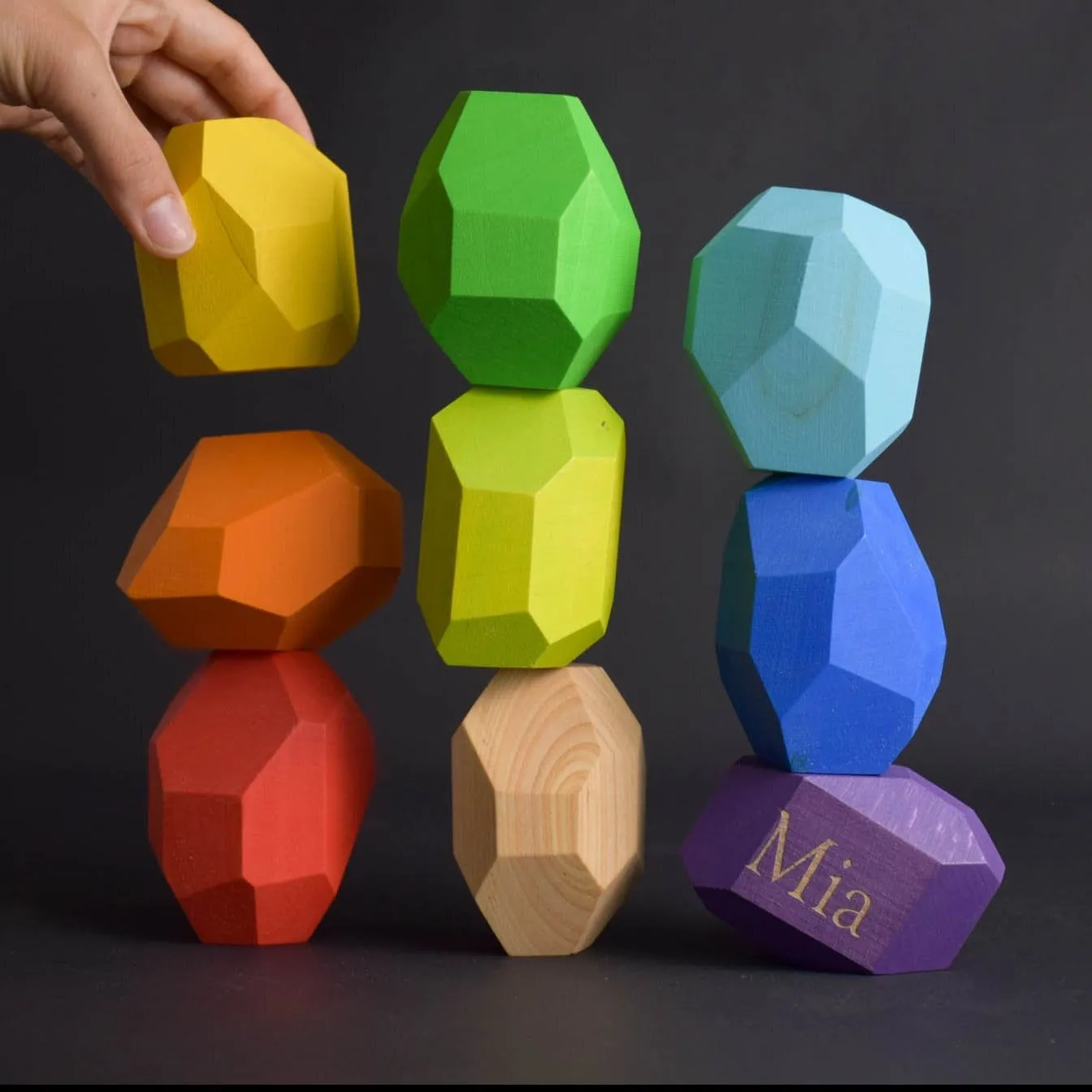 Tumi Ishi Wood Balancing Stones for Baby Rainbow