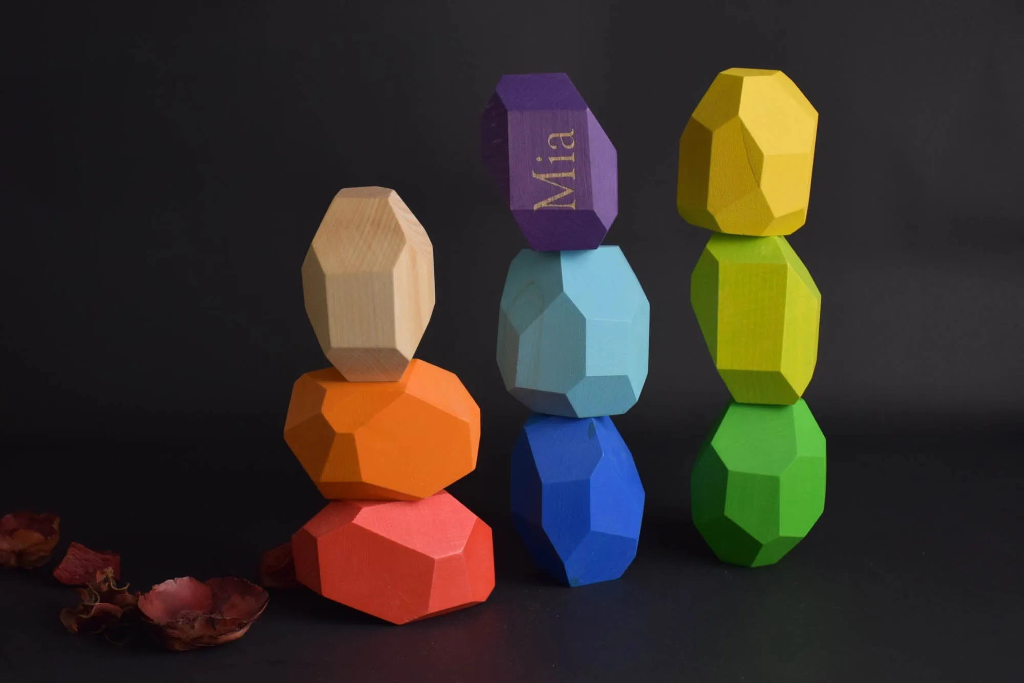 Tumi Ishi Wood Balancing Stones for Baby Rainbow