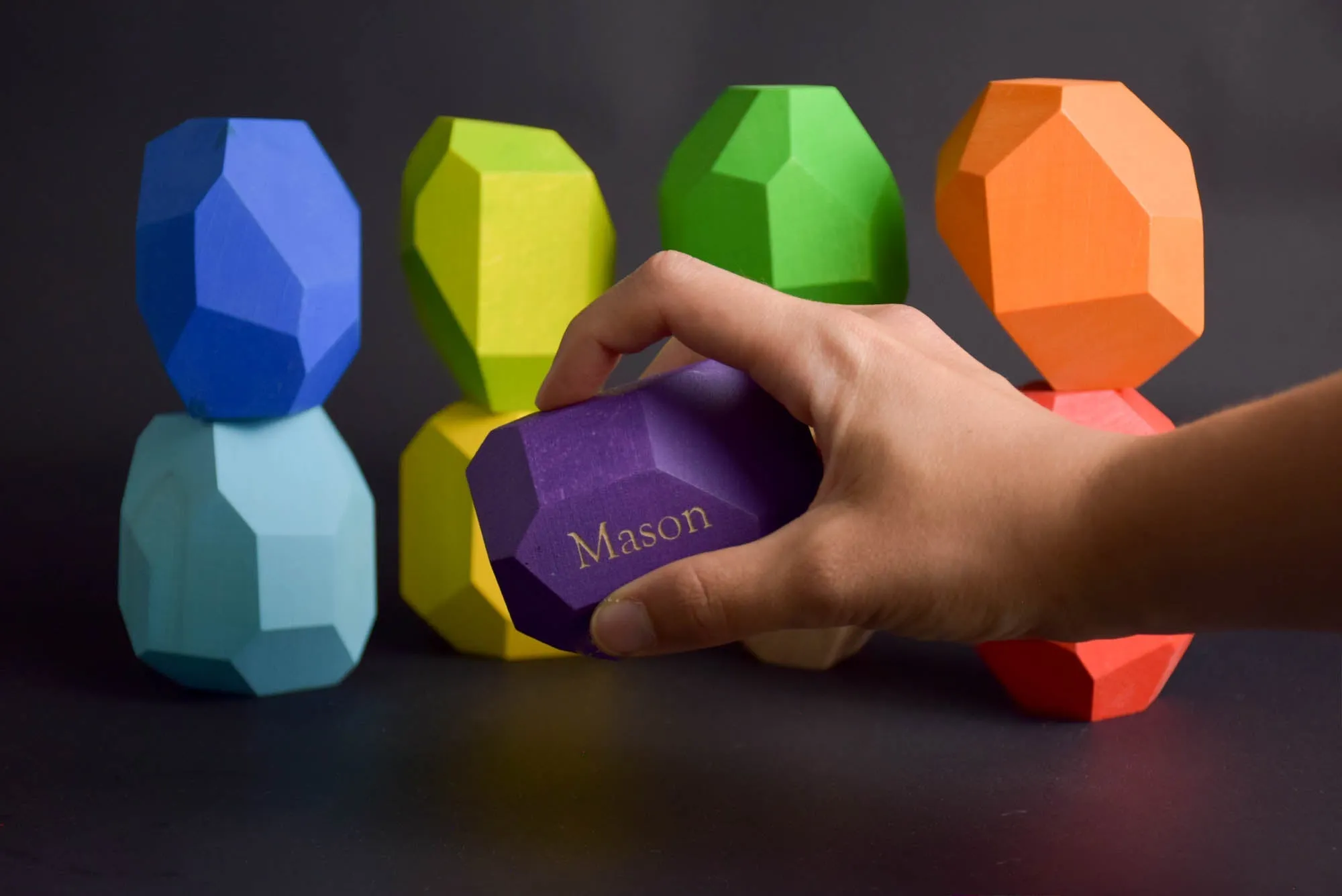 Tumi Ishi Wood Balancing Stones for Baby Rainbow