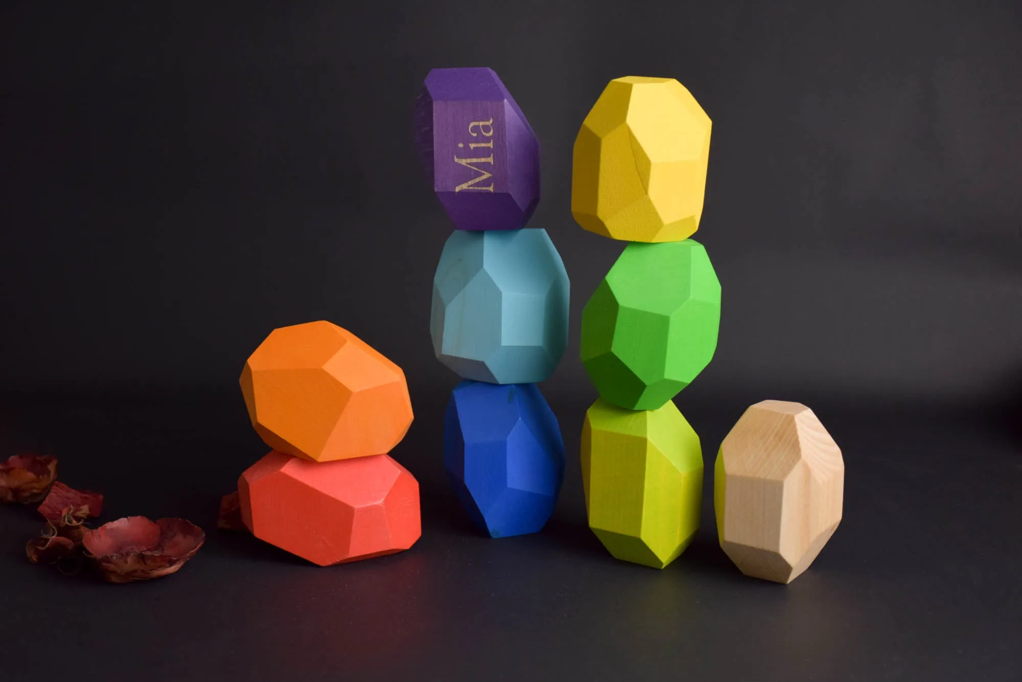 Tumi Ishi Wood Balancing Stones for Baby Rainbow