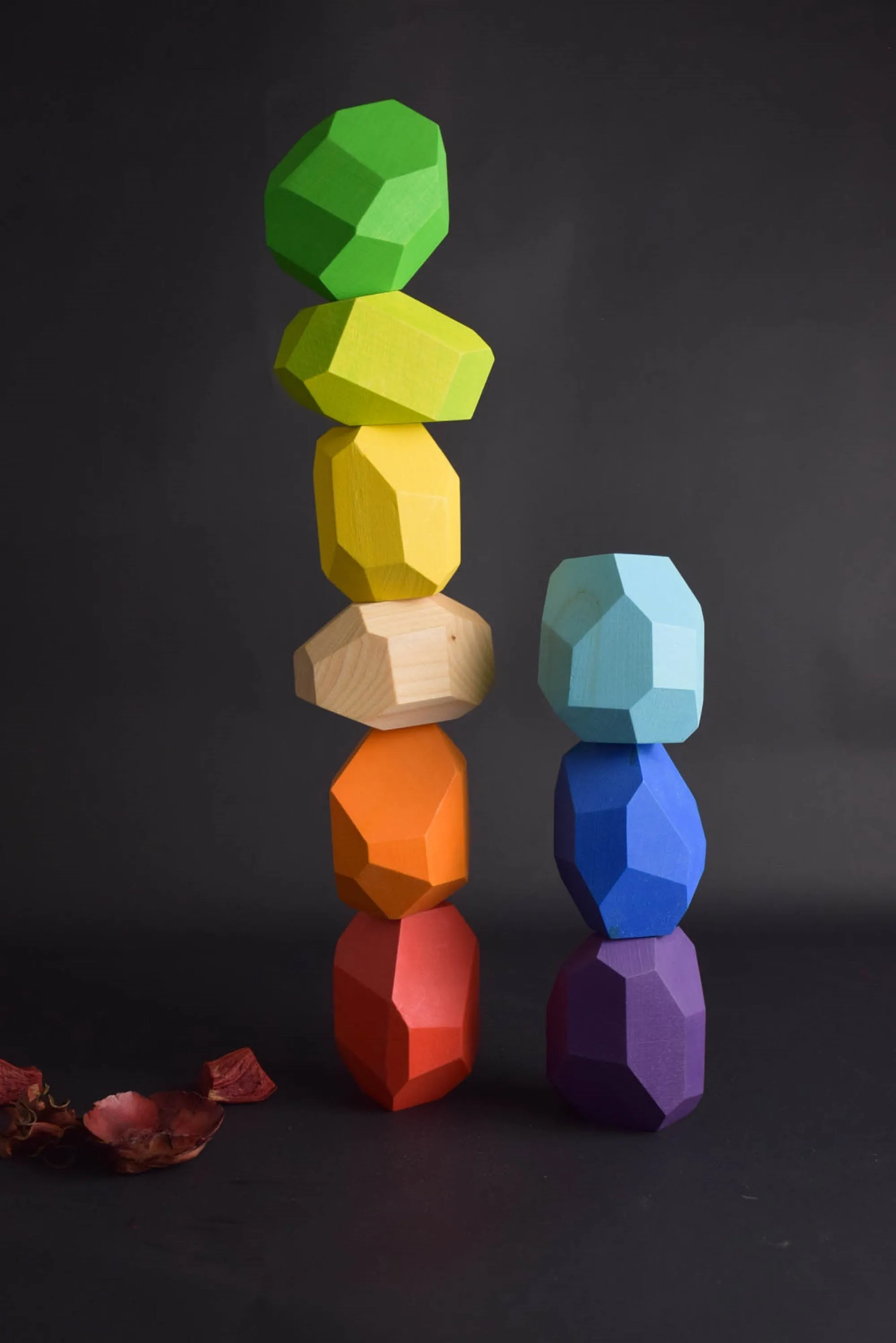 Tumi Ishi Wood Balancing Stones for Baby Rainbow