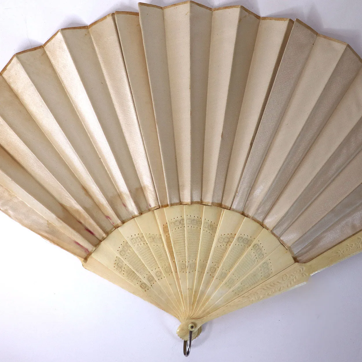 Two Vintage Japanese Hand Painted Silk and Ivory Folding Fans