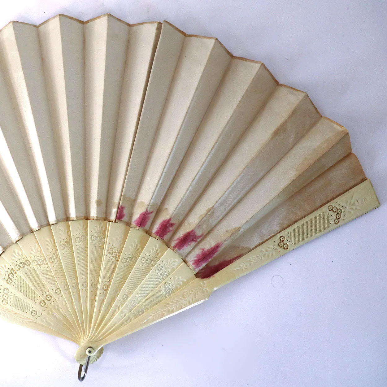 Two Vintage Japanese Hand Painted Silk and Ivory Folding Fans