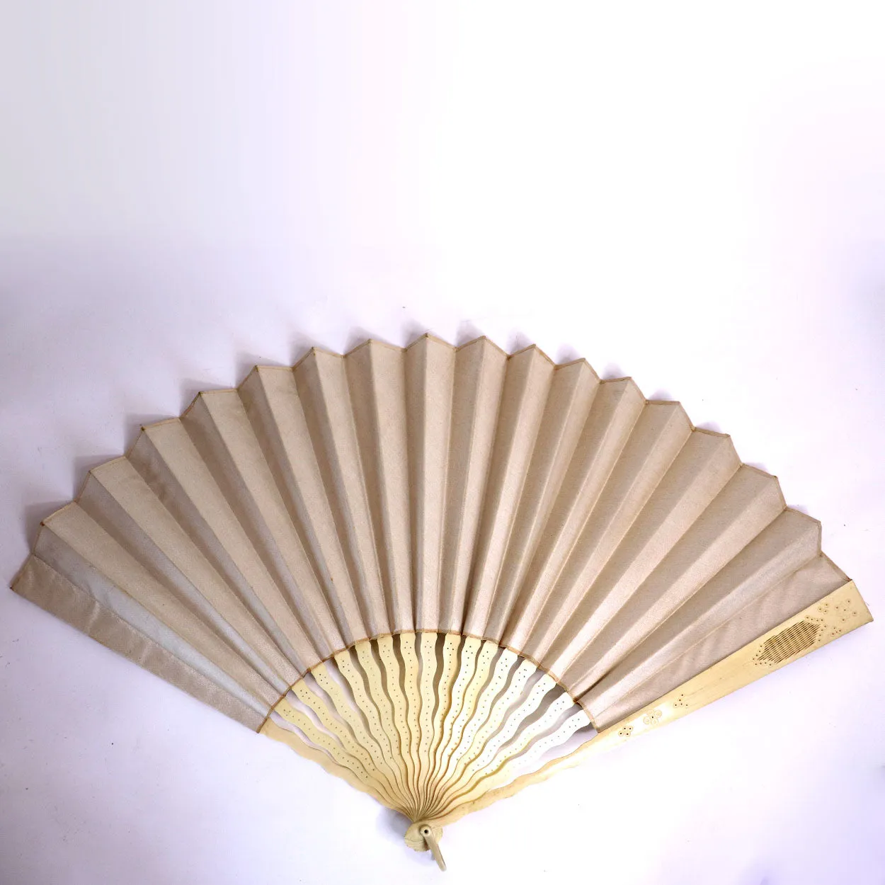 Two Vintage Japanese Hand Painted Silk and Ivory Folding Fans