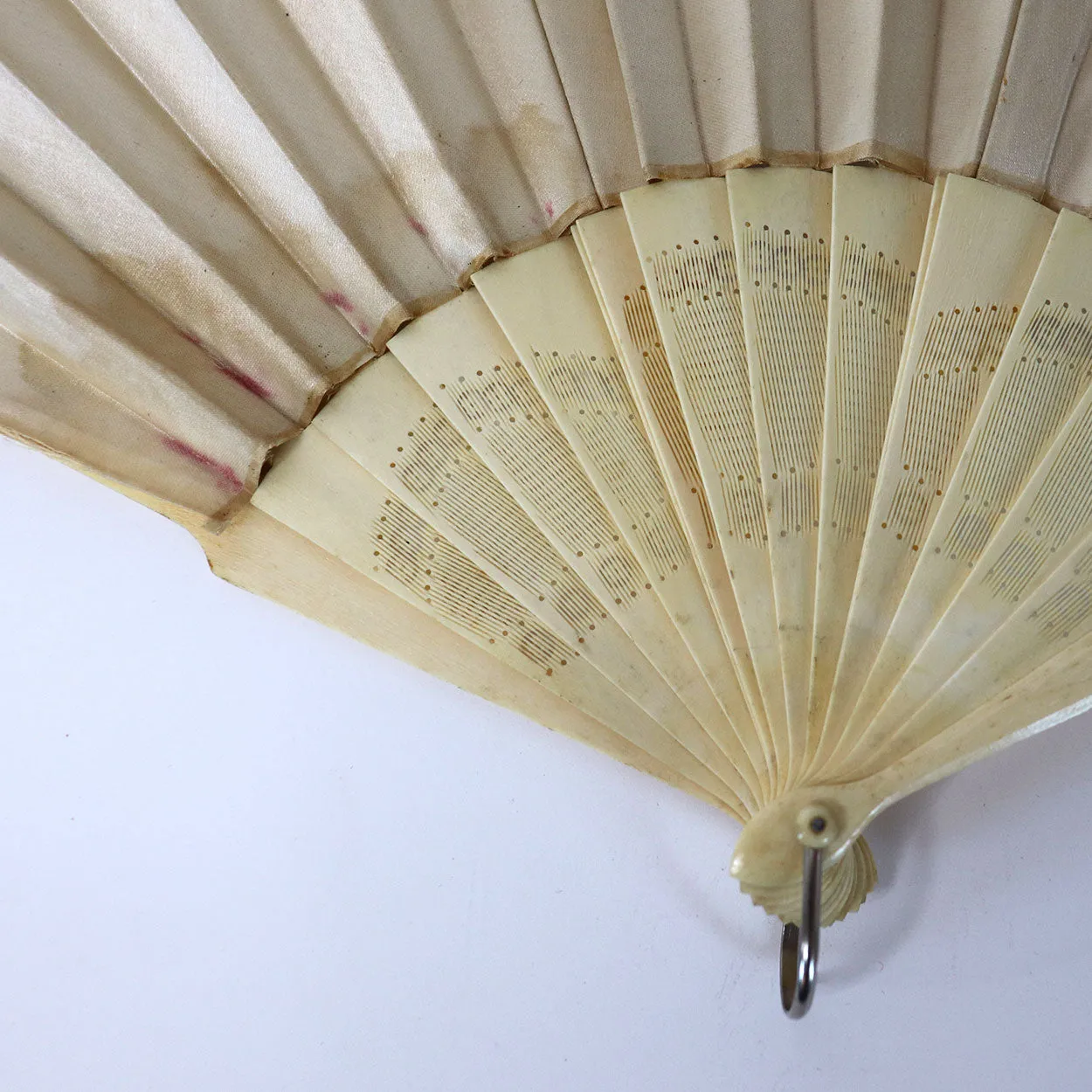 Two Vintage Japanese Hand Painted Silk and Ivory Folding Fans