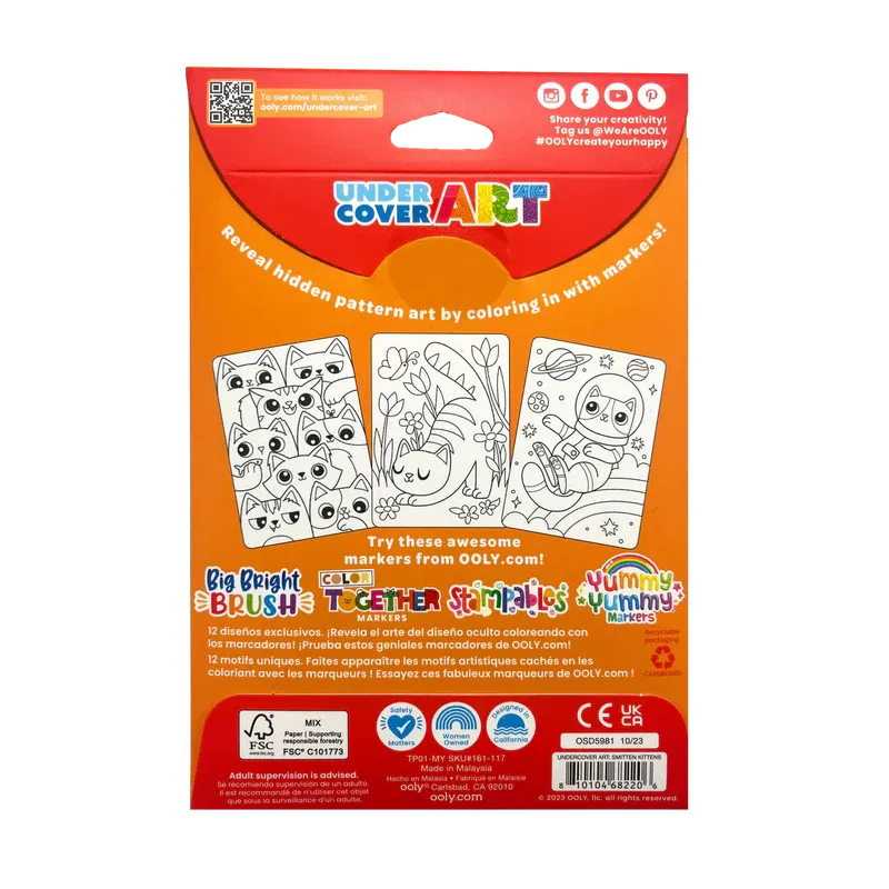 Undercover Art Hidden Pattern Coloring Activity Art Cards - Smitten Kittens