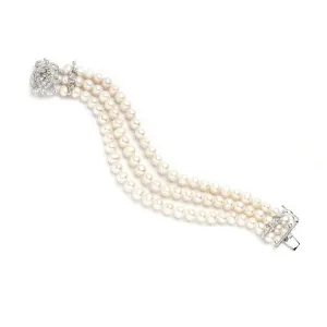 Victoria Three Row Freshwater Vintage Pearl Bracelet