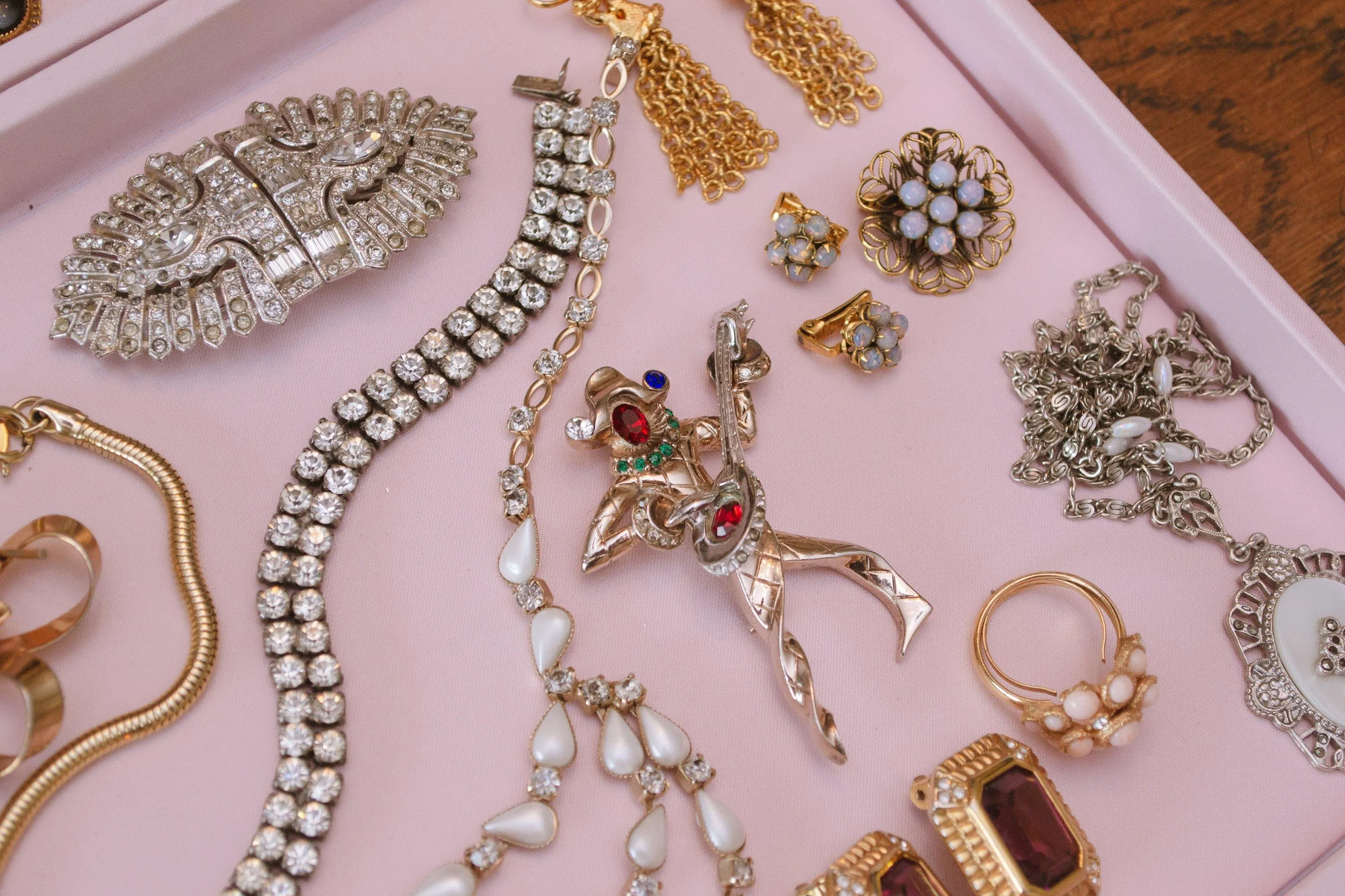 Vintage 1920s Art Deco Rhinestone Duette Brooch Dress Clips