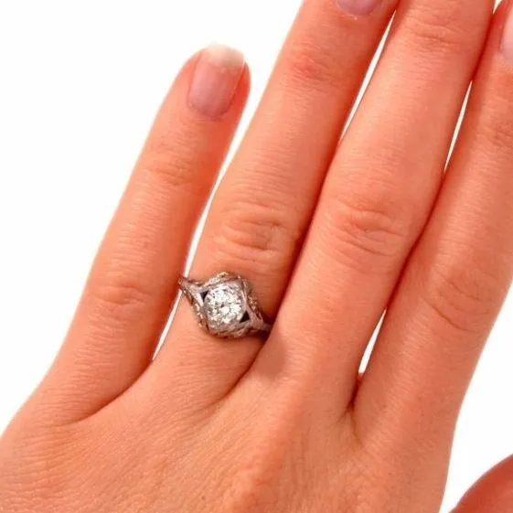 Vintage .60ct Diamond and Sapphire Art Deco Platinum Engagement Ring