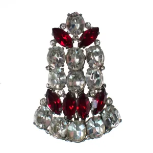 Vintage Art Deco Diamante Ruby Red crystal rhinestone fur clip