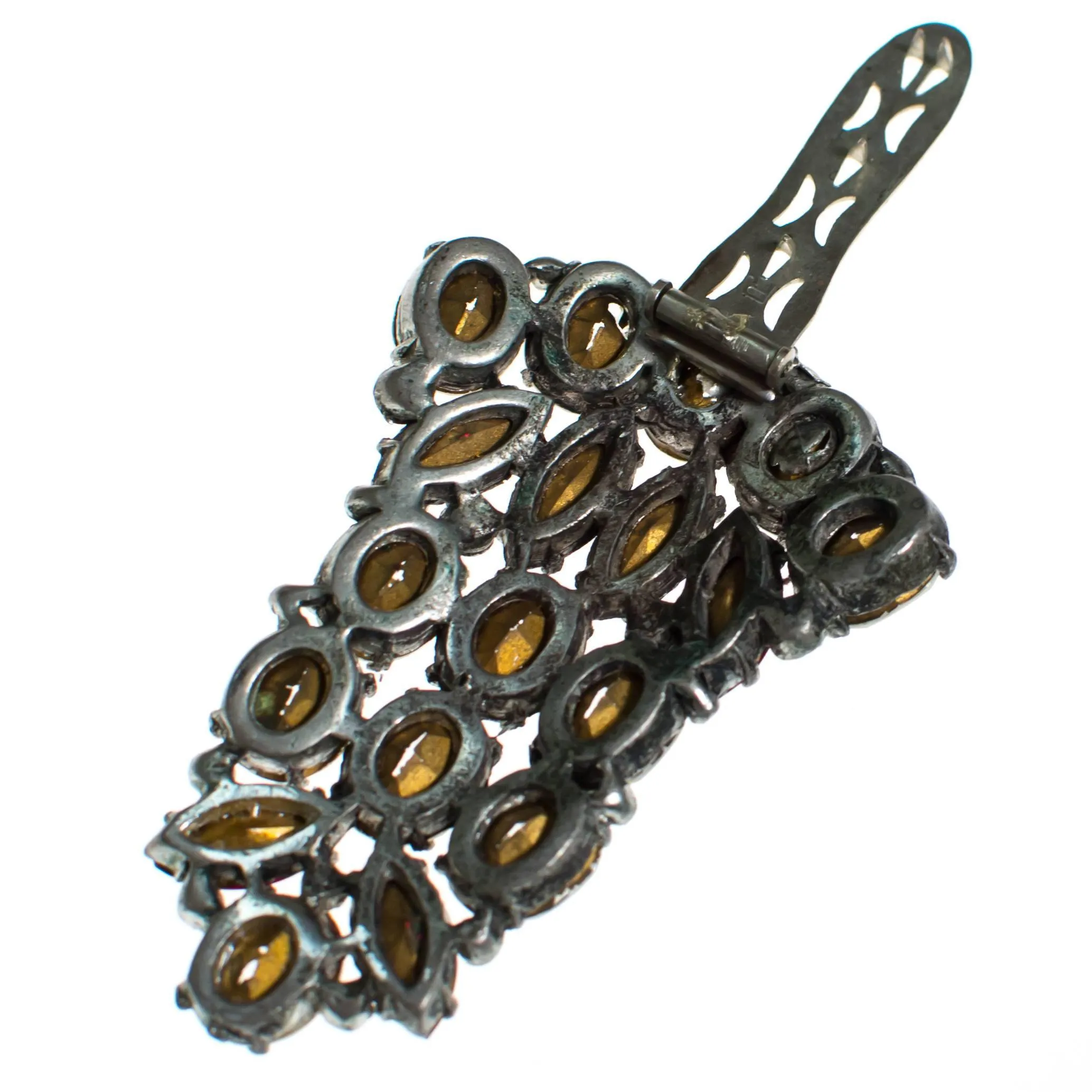 Vintage Art Deco Diamante Ruby Red crystal rhinestone fur clip