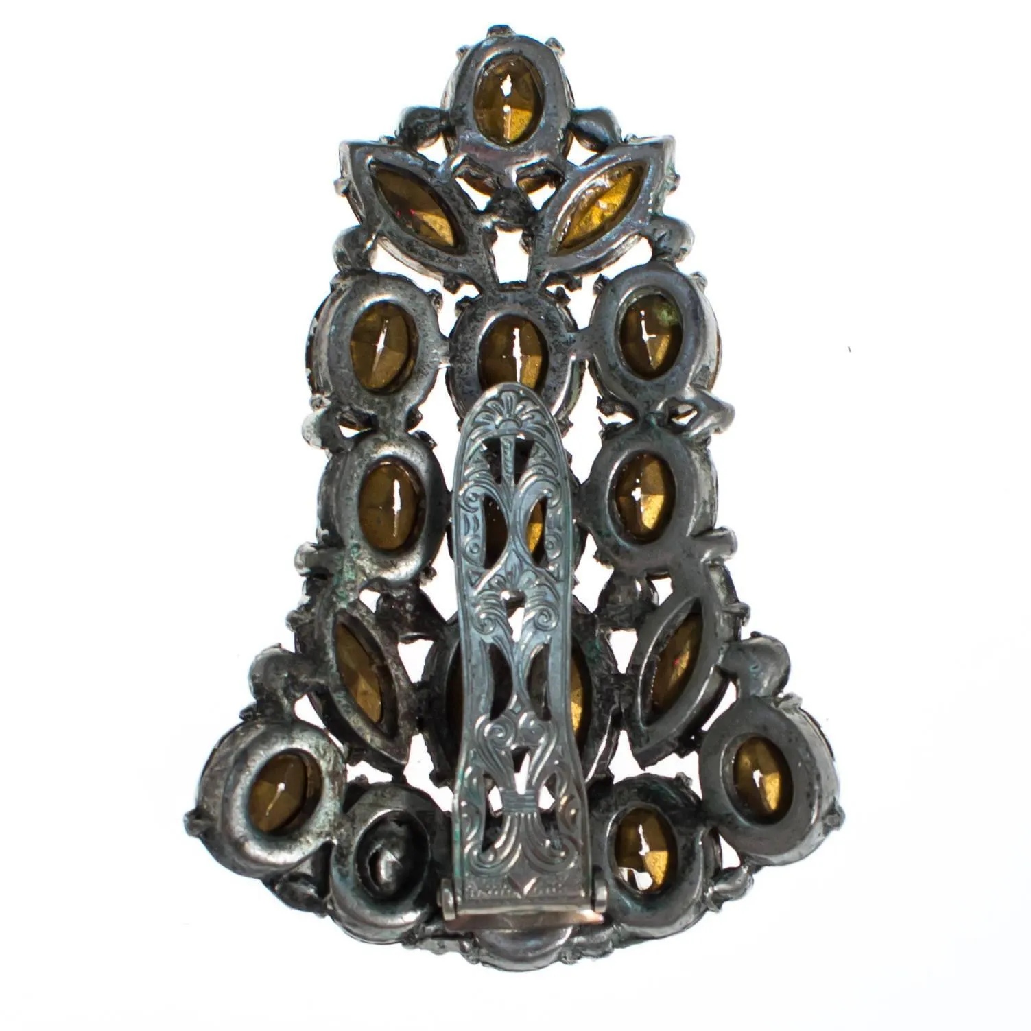 Vintage Art Deco Diamante Ruby Red crystal rhinestone fur clip