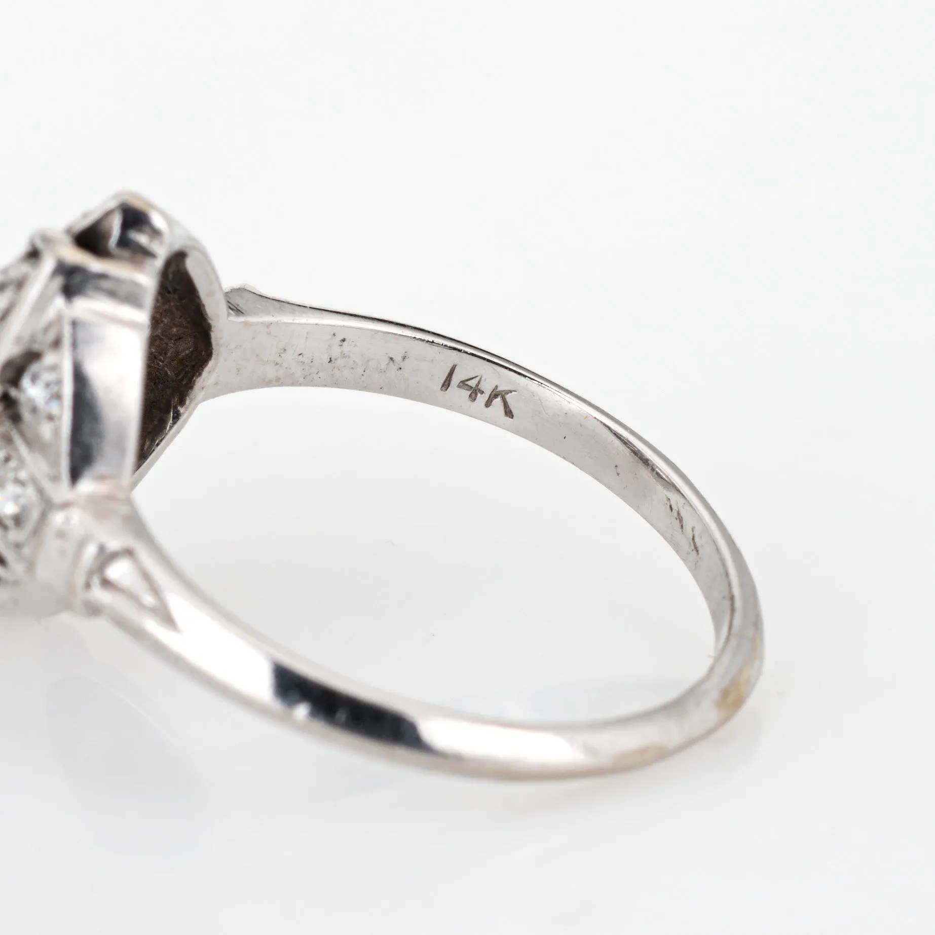 Vintage Art Deco Diamond Ring 14k White Gold Alternative Engagement Jewelry Sz 5