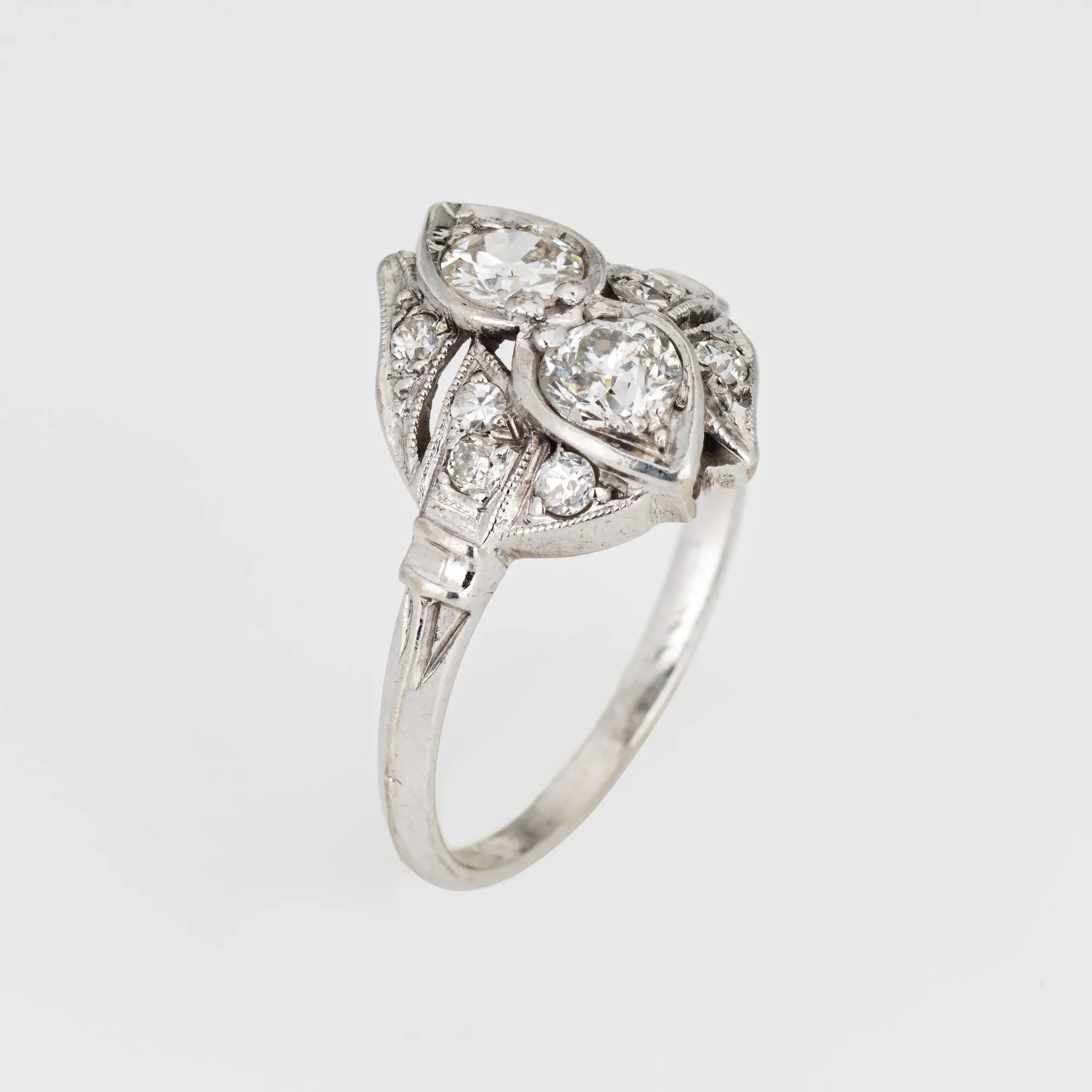 Vintage Art Deco Diamond Ring 14k White Gold Alternative Engagement Jewelry Sz 5