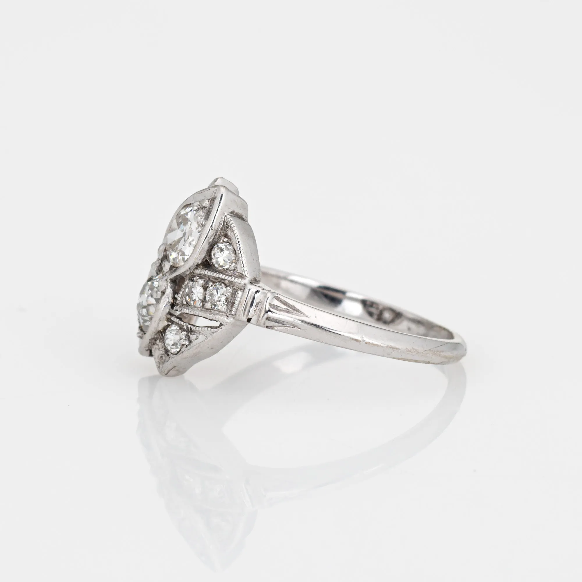 Vintage Art Deco Diamond Ring 14k White Gold Alternative Engagement Jewelry Sz 5