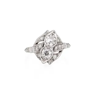 Vintage Art Deco Diamond Ring 14k White Gold Alternative Engagement Jewelry Sz 5