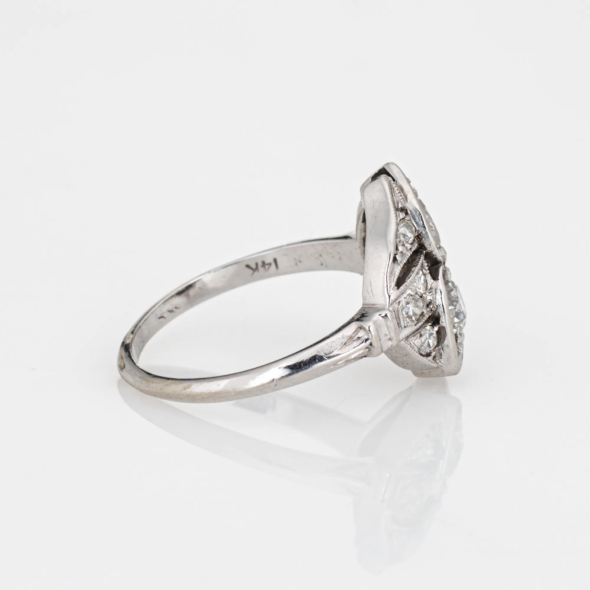 Vintage Art Deco Diamond Ring 14k White Gold Alternative Engagement Jewelry Sz 5