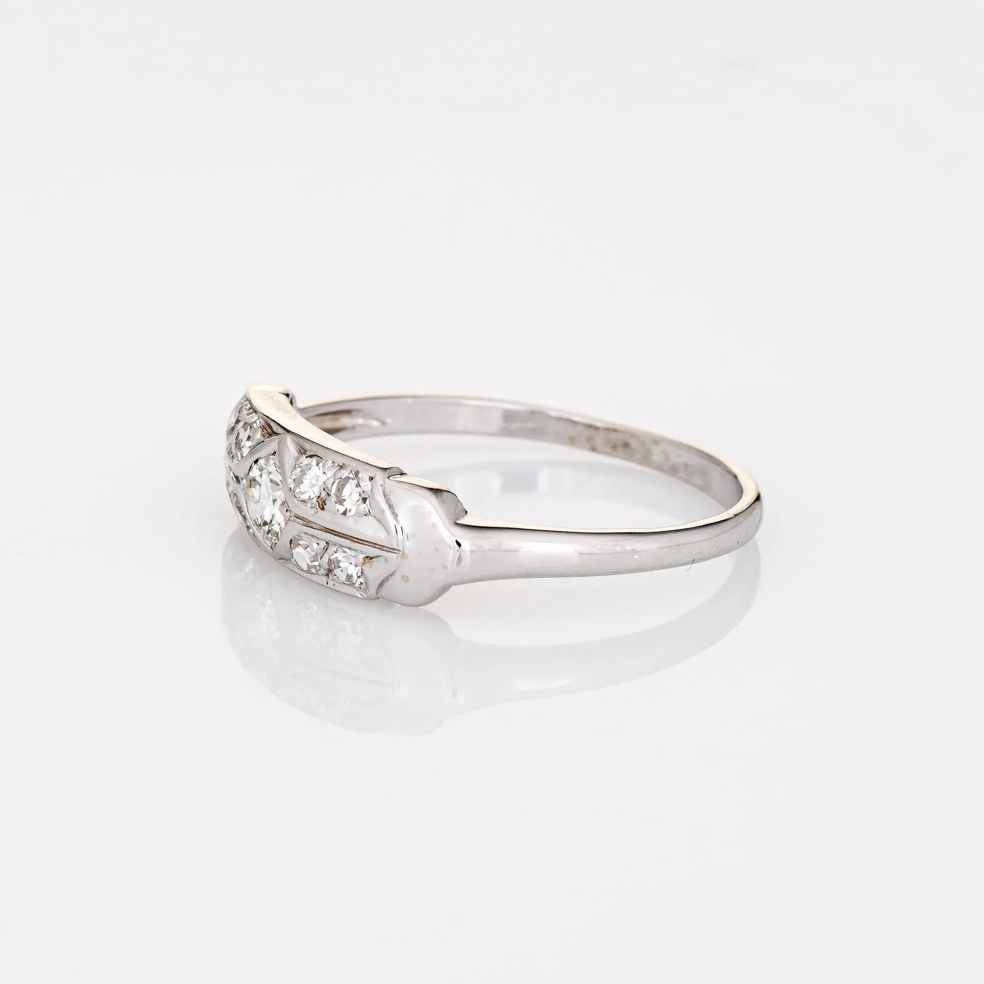 Vintage Art Deco Diamond Ring 14k White Gold Band Sz 9 Fine Wedding Jewelry
