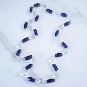 Vintage Art Deco Era Faceted Cut Crystal and Purple Crystal Necklace