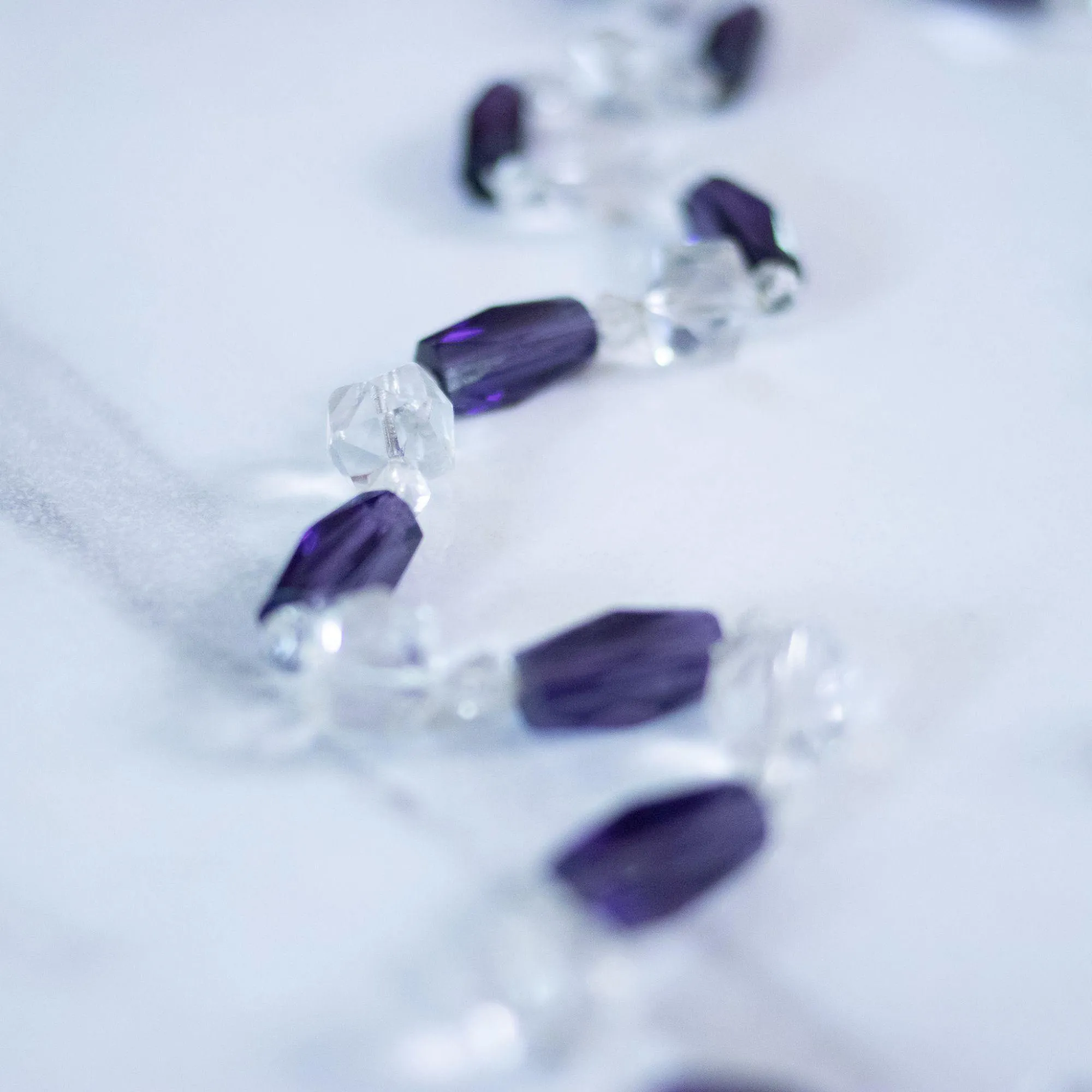 Vintage Art Deco Era Faceted Cut Crystal and Purple Crystal Necklace