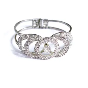 Vintage Art Deco Rhinestone Loop Clamper Bracelet