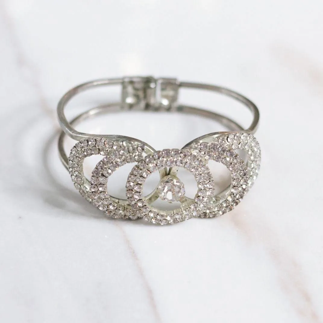 Vintage Art Deco Rhinestone Loop Clamper Bracelet