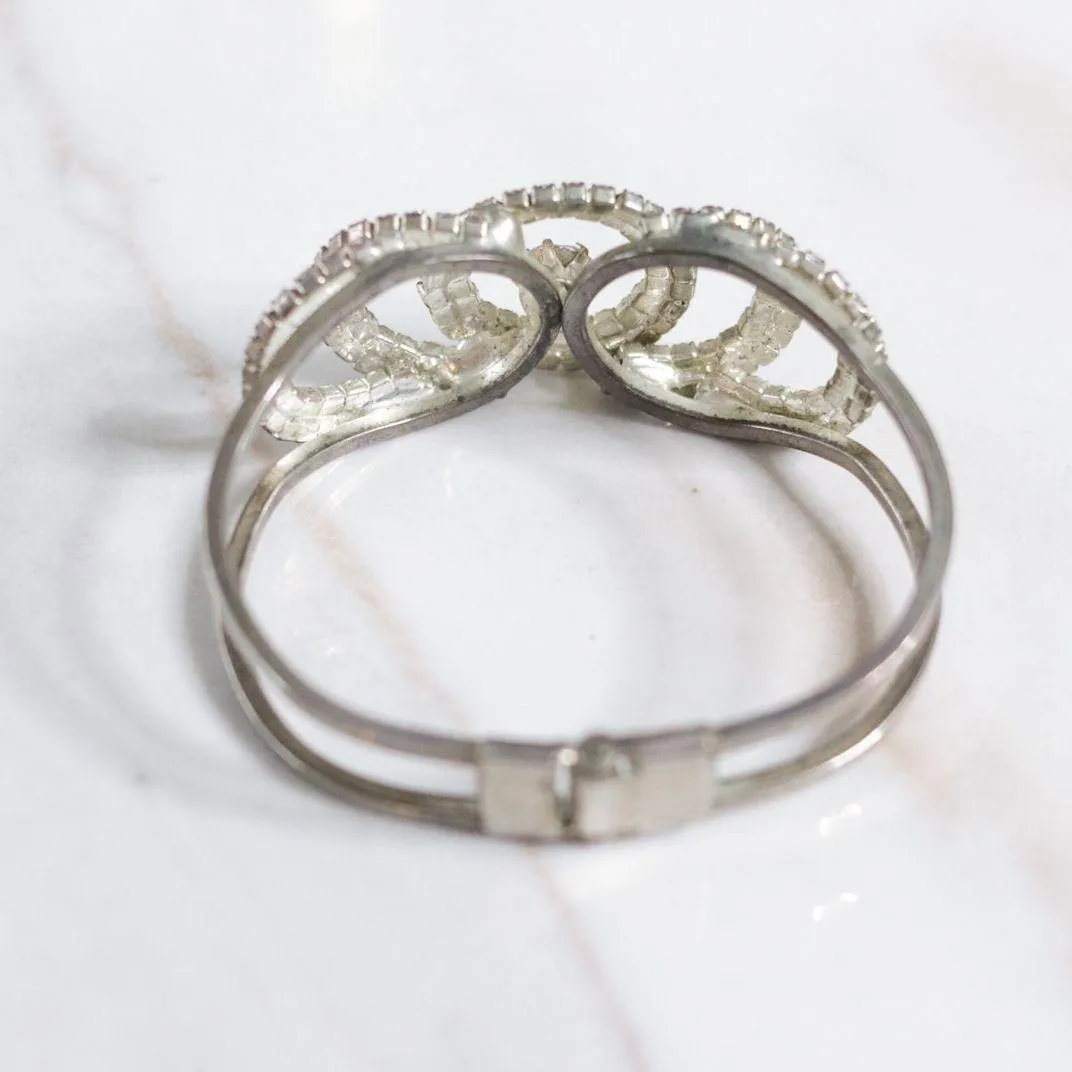 Vintage Art Deco Rhinestone Loop Clamper Bracelet