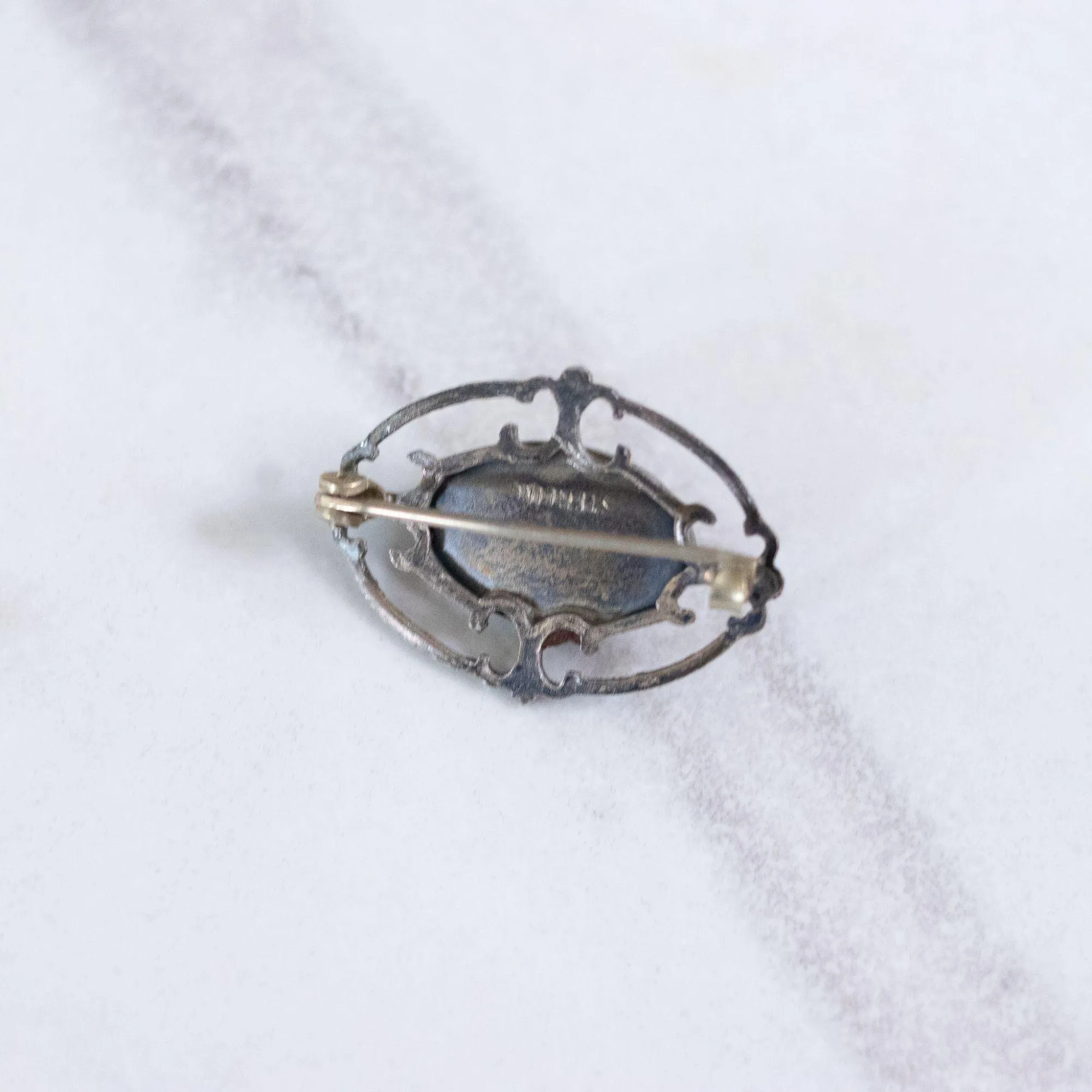 Vintage Art Deco Sterling Silver Cultured Pearl Lingerie Pin/Brooch