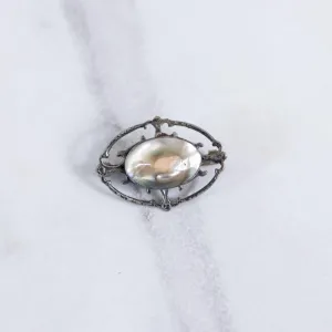 Vintage Art Deco Sterling Silver Cultured Pearl Lingerie Pin/Brooch