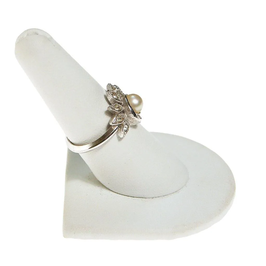 Vintage Avon Art Deco Inspired Pearl and Rhinestone Ring