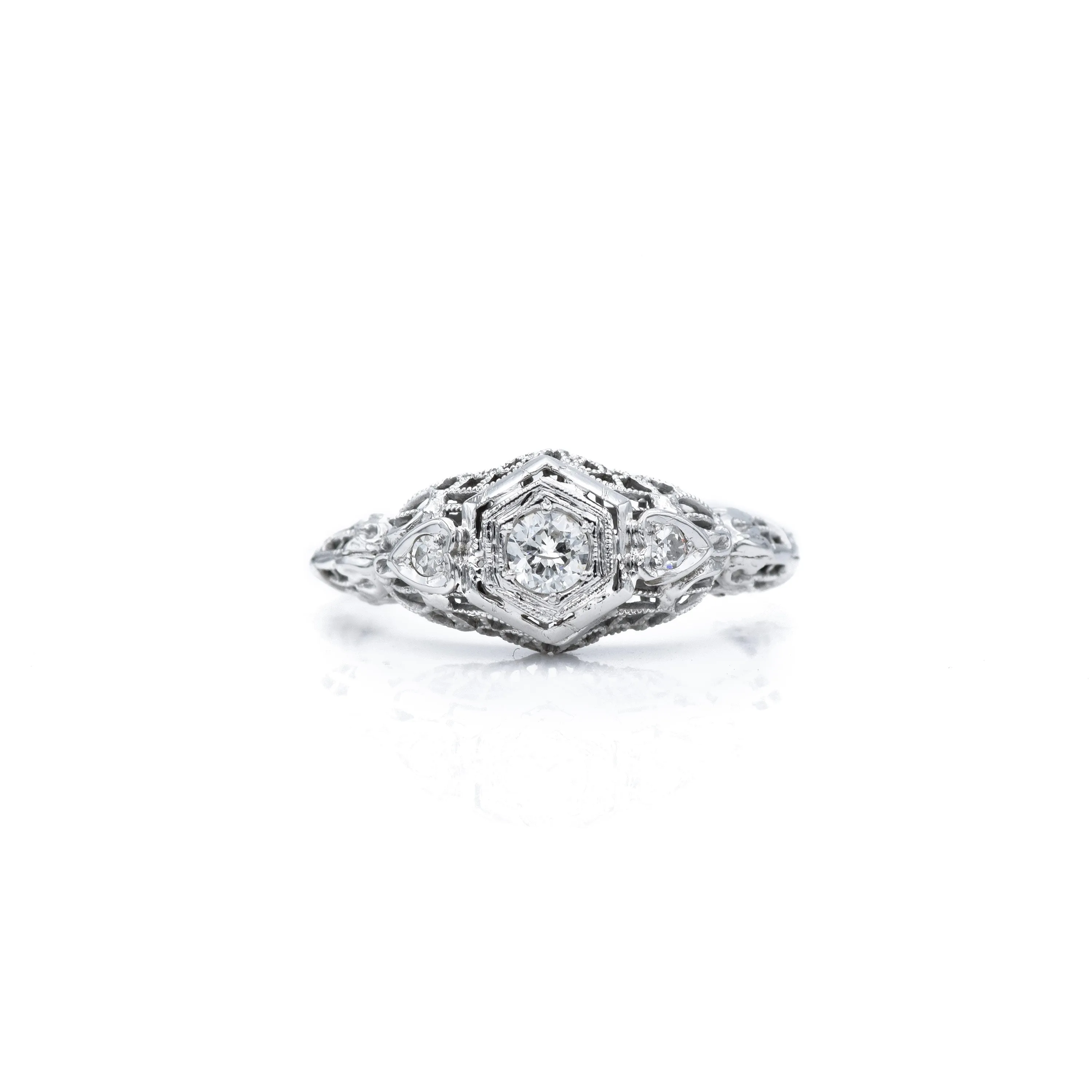 Vintage c. 1930s Gold & Diamond Art Deco Ring